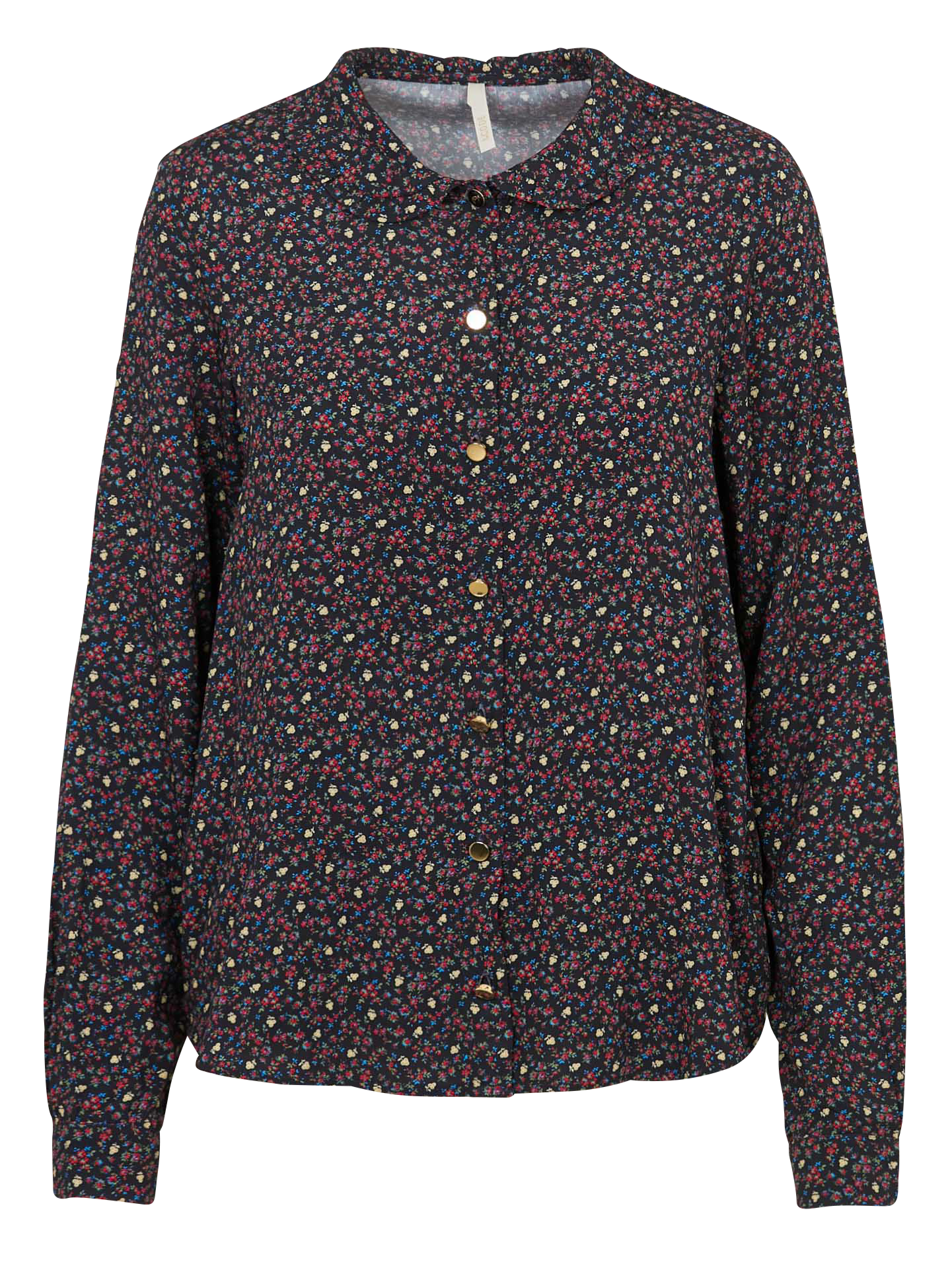 Floral print shirt with Peter Pan collar I CODE Black