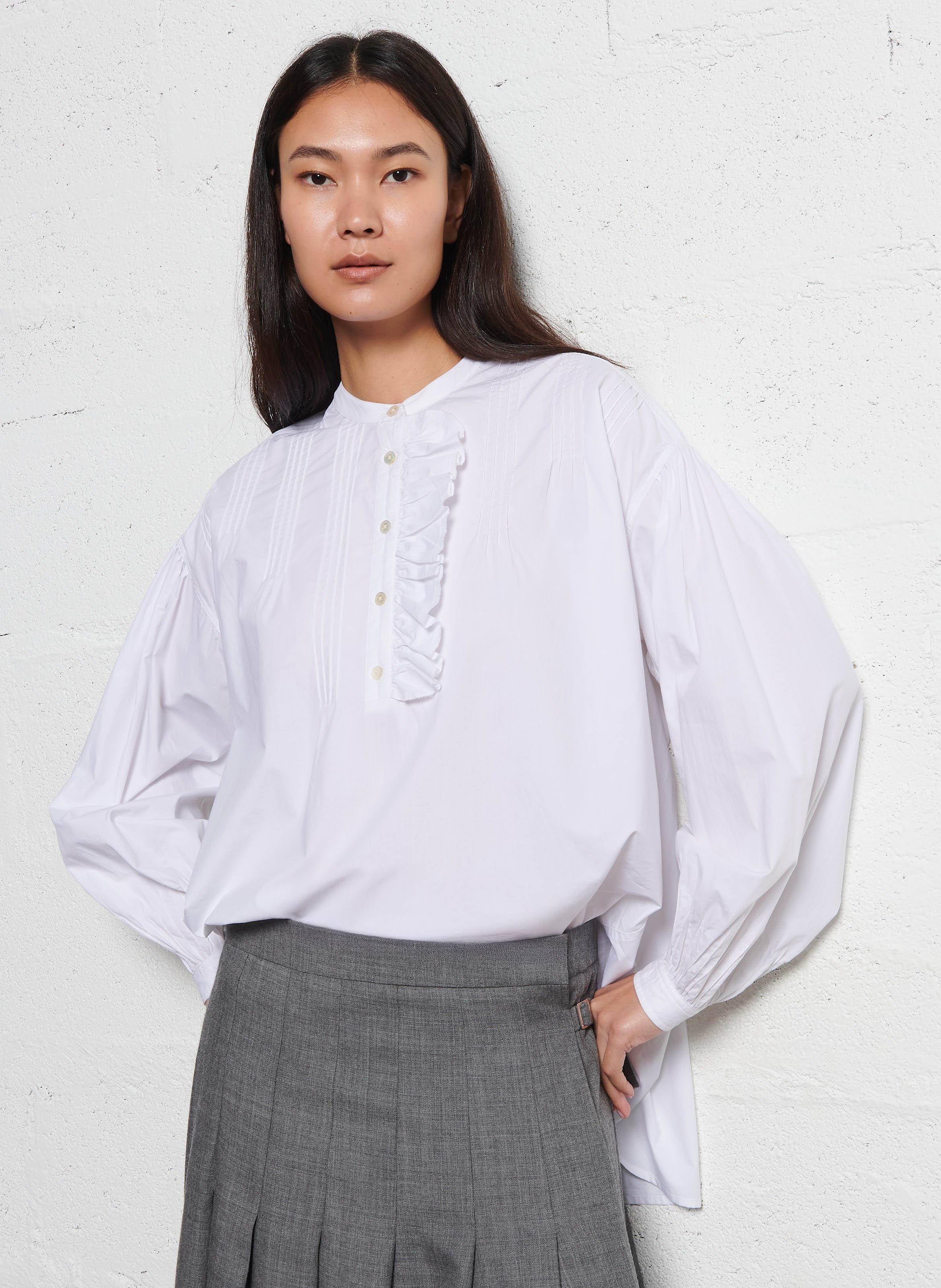 Loose-fit cotton blouse LAURENCE BRAS White