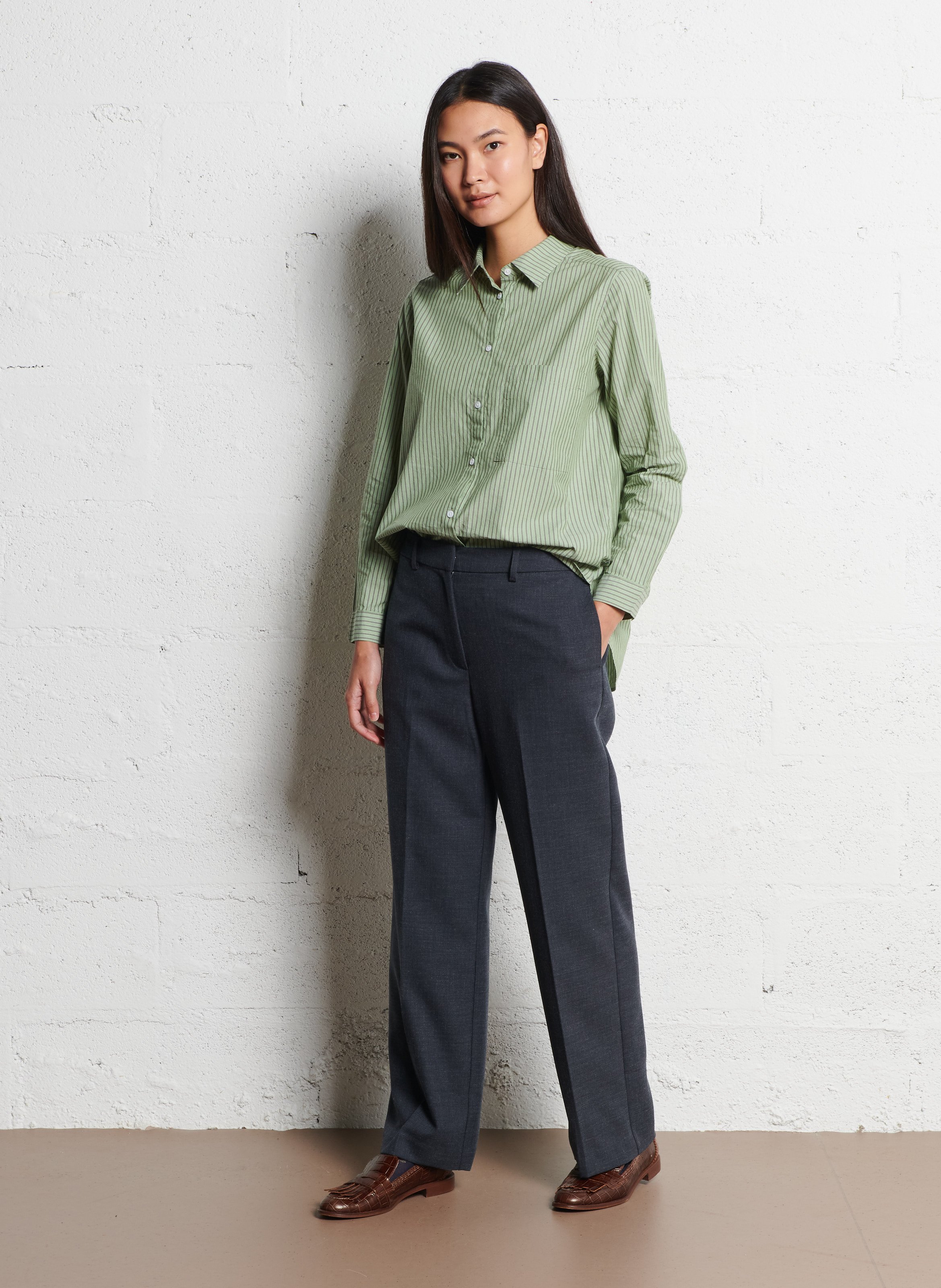 Chemise droite en coton NICE THINGS Kaki