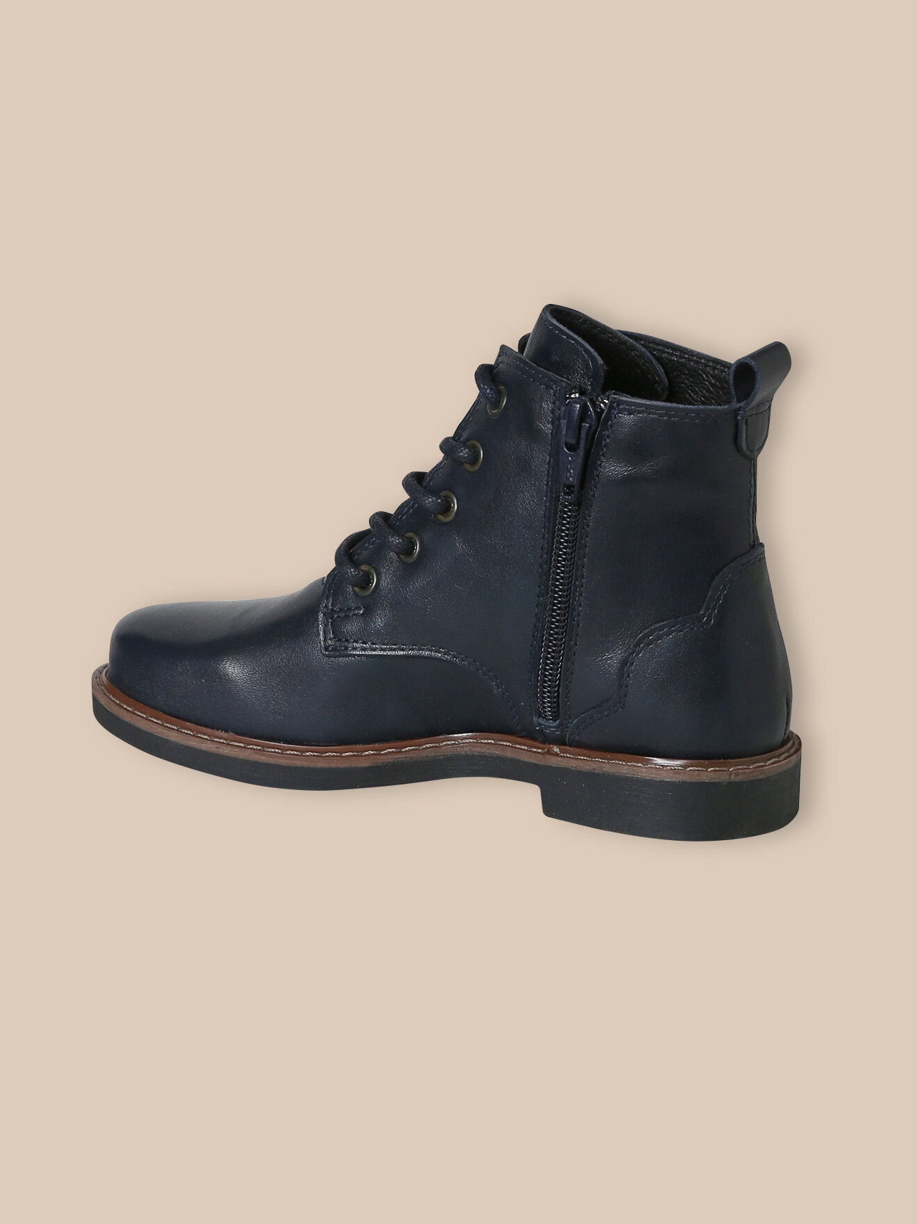 Lace-up leather mid-calf boots Blue