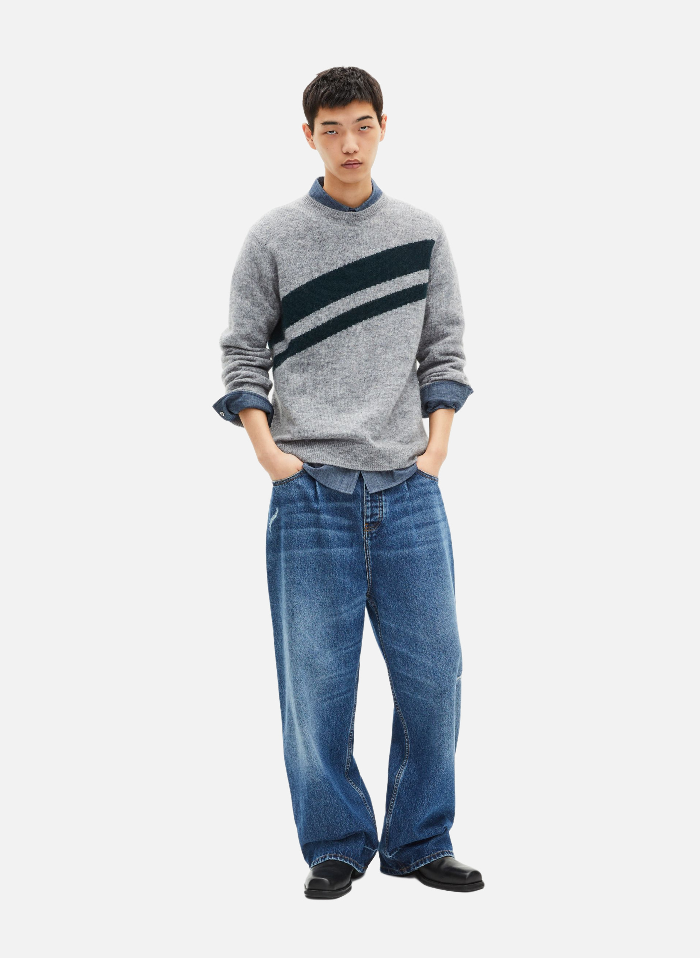 Sweater with contrasting bands THE KOOPLES Grey