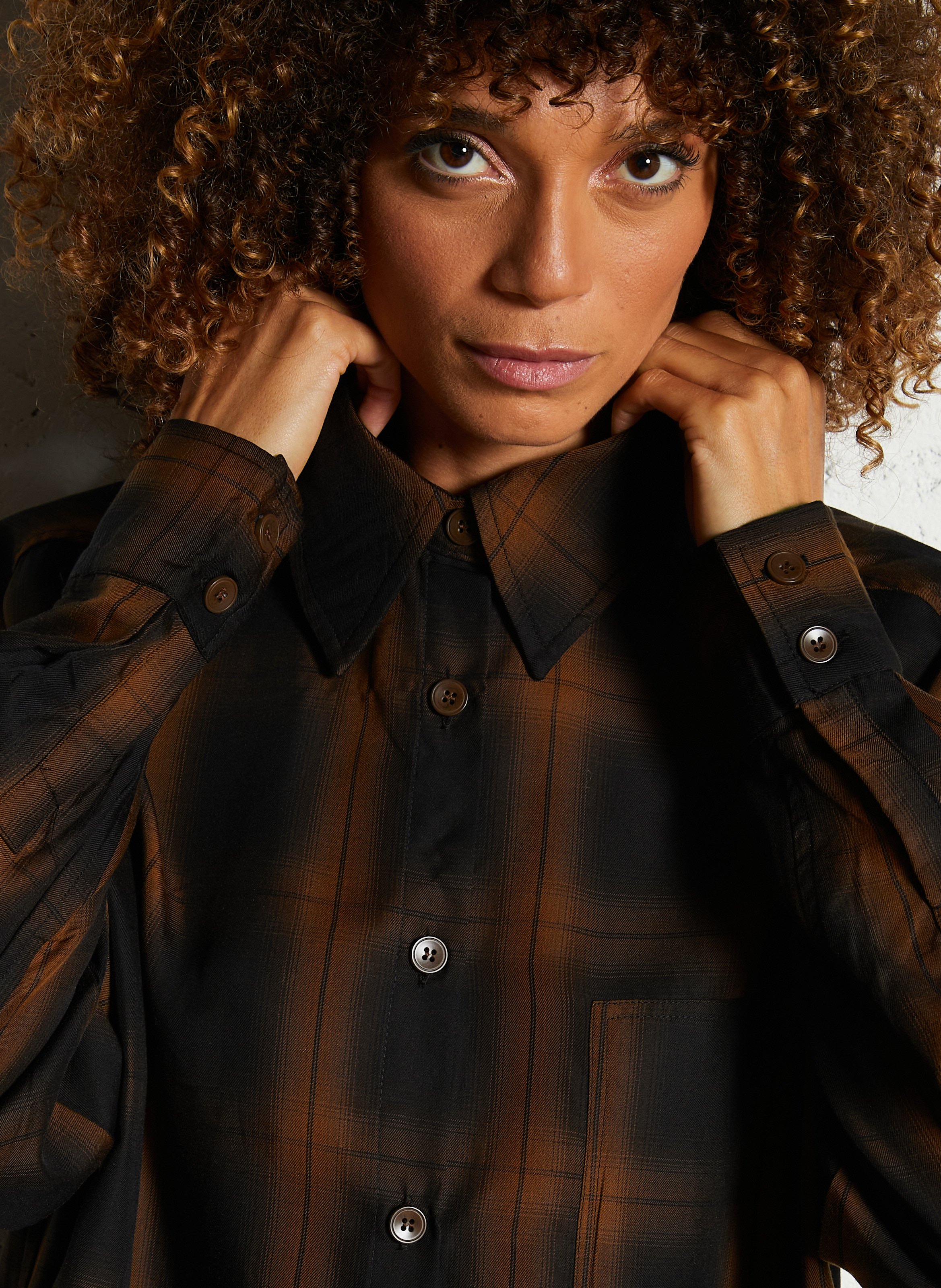 Chemise oversize à carreaux SEE U SOON Noir