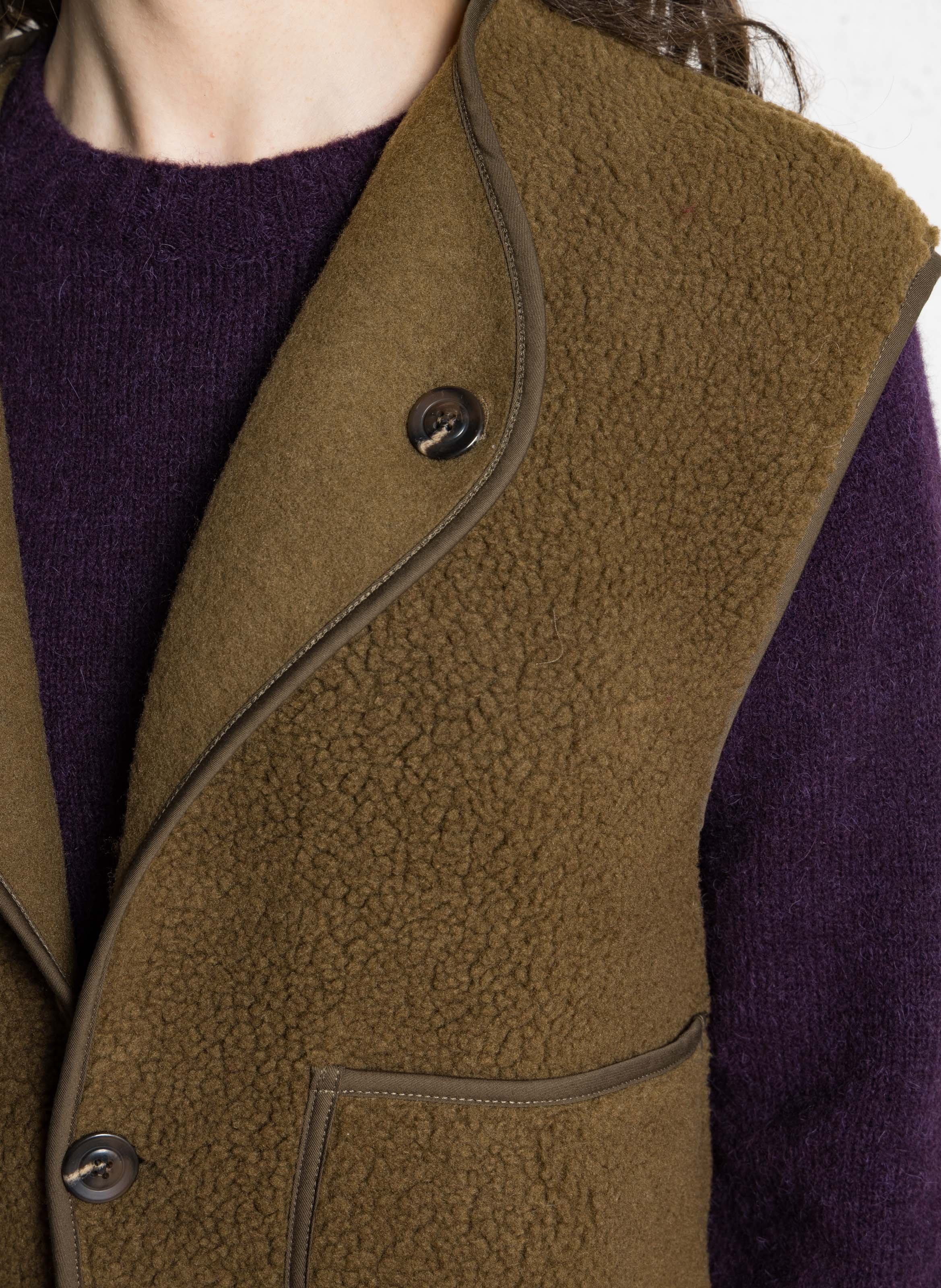 Veste sans manches droite boutonnée SOEUR Kaki