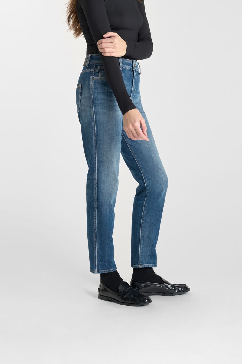 Straight leg high waist mom jeans 7/8 length, 7/8 length LE TEMPS DES CERISES Blue