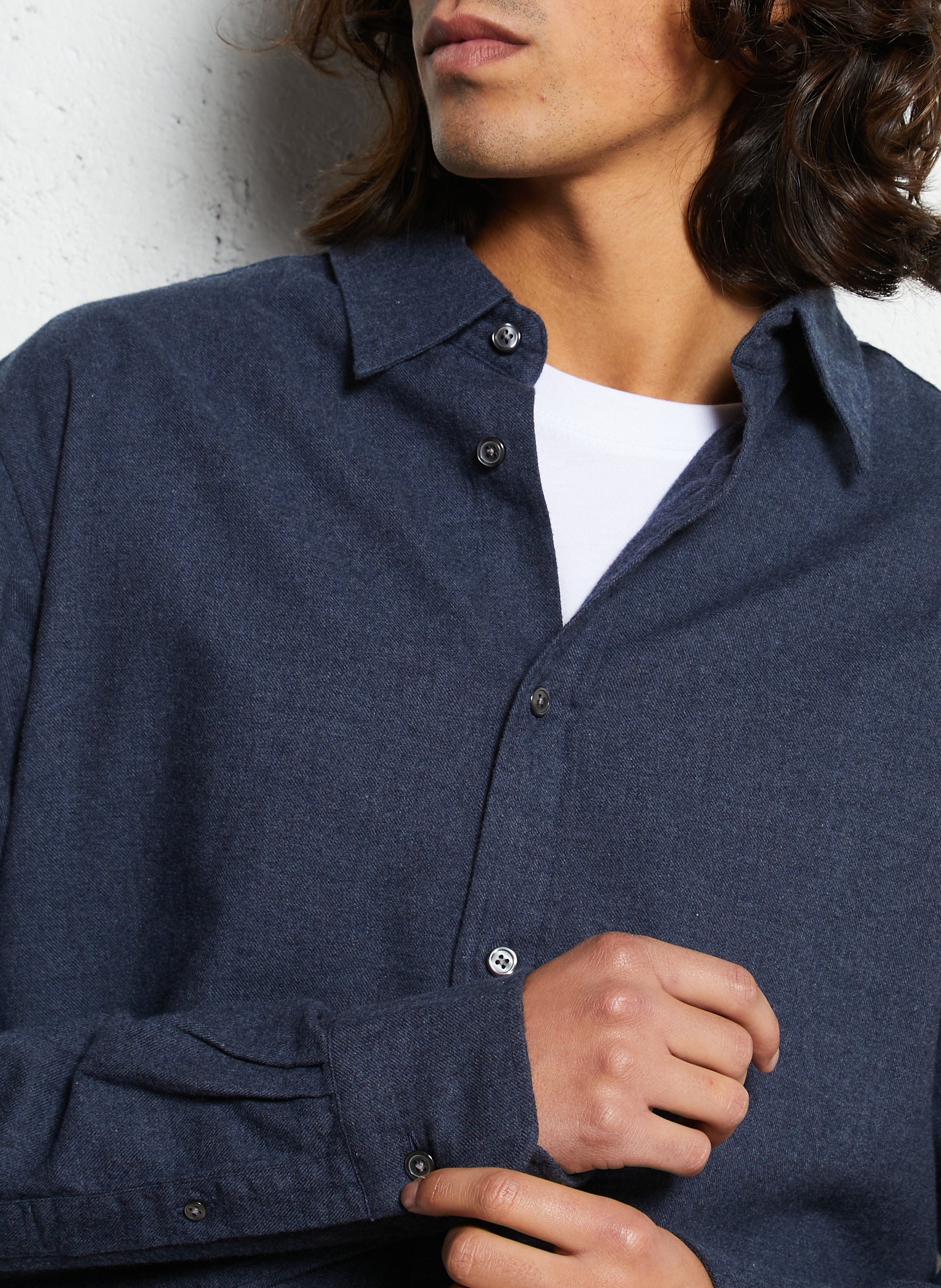 Solid color regular fit cotton shirt GANT Blue