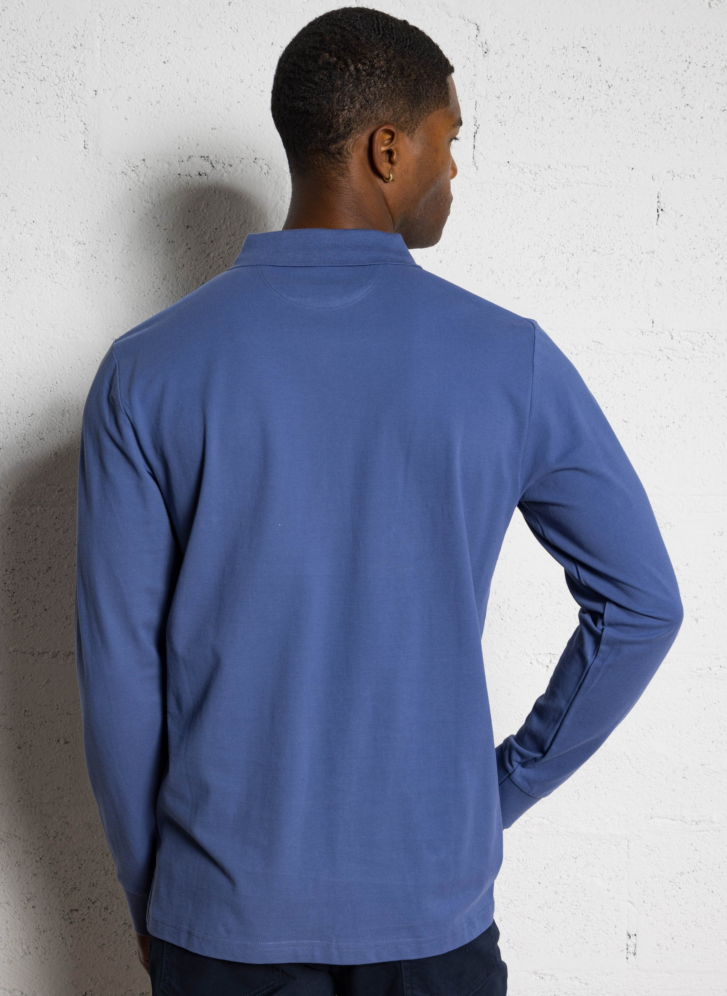 Polo manches longues en coton HACKETT Bleu