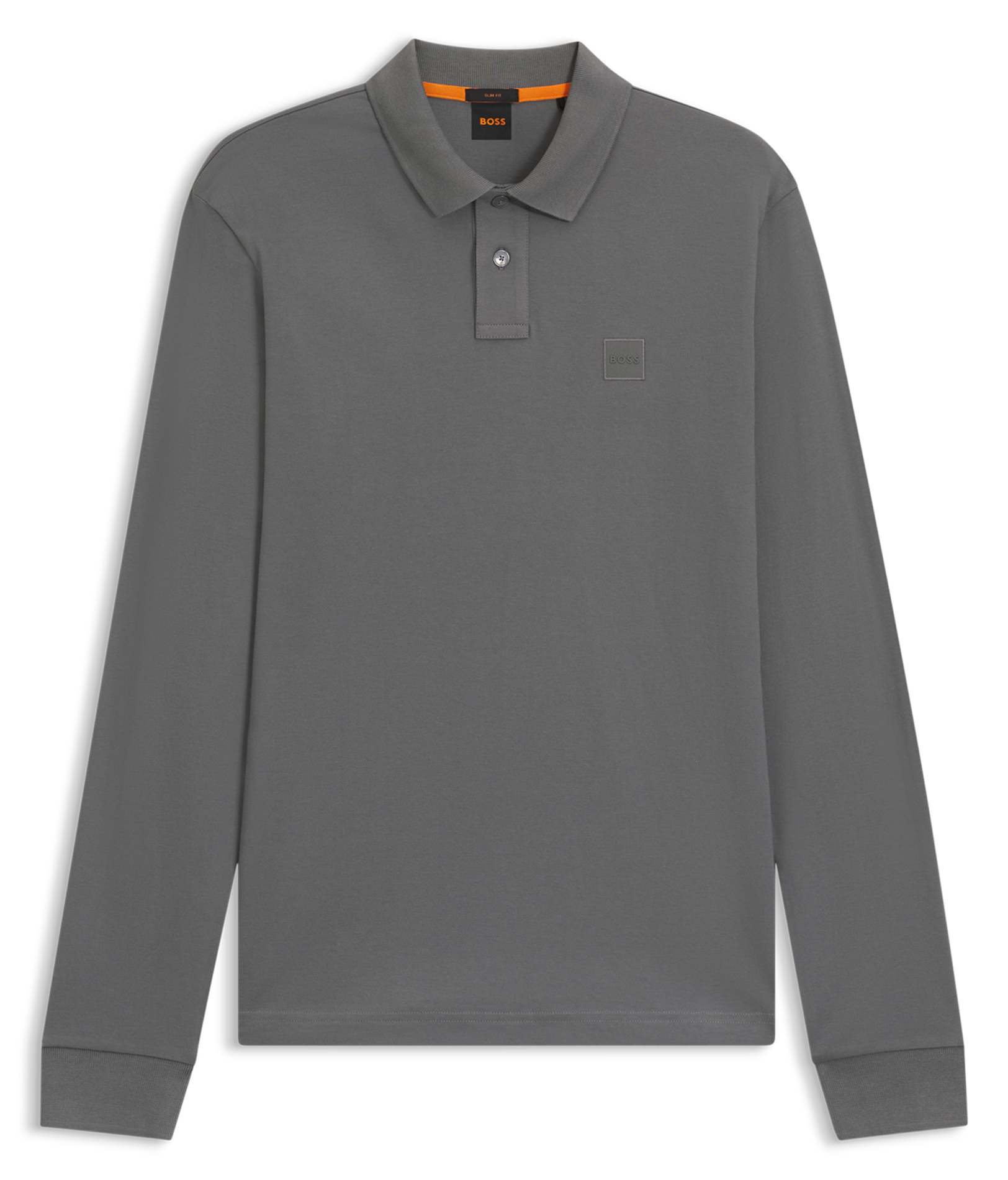 Regular-fit long-sleeved cotton-blend polo shirt BOSS Silver