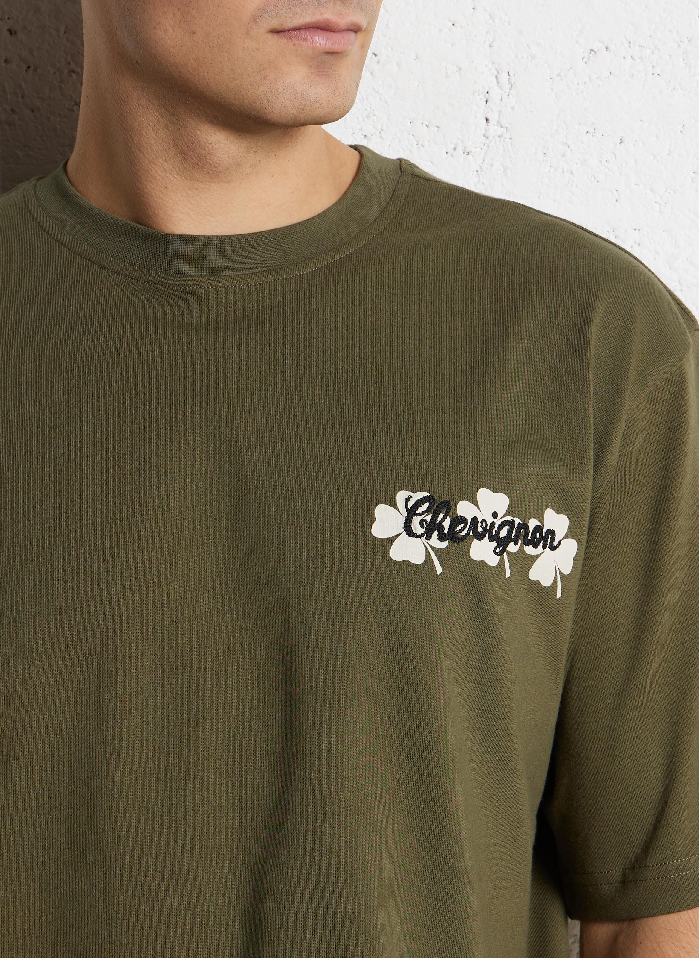 Oversized round neck T-shirt in organic cotton with screen printing CHEVIGNON Khaki
