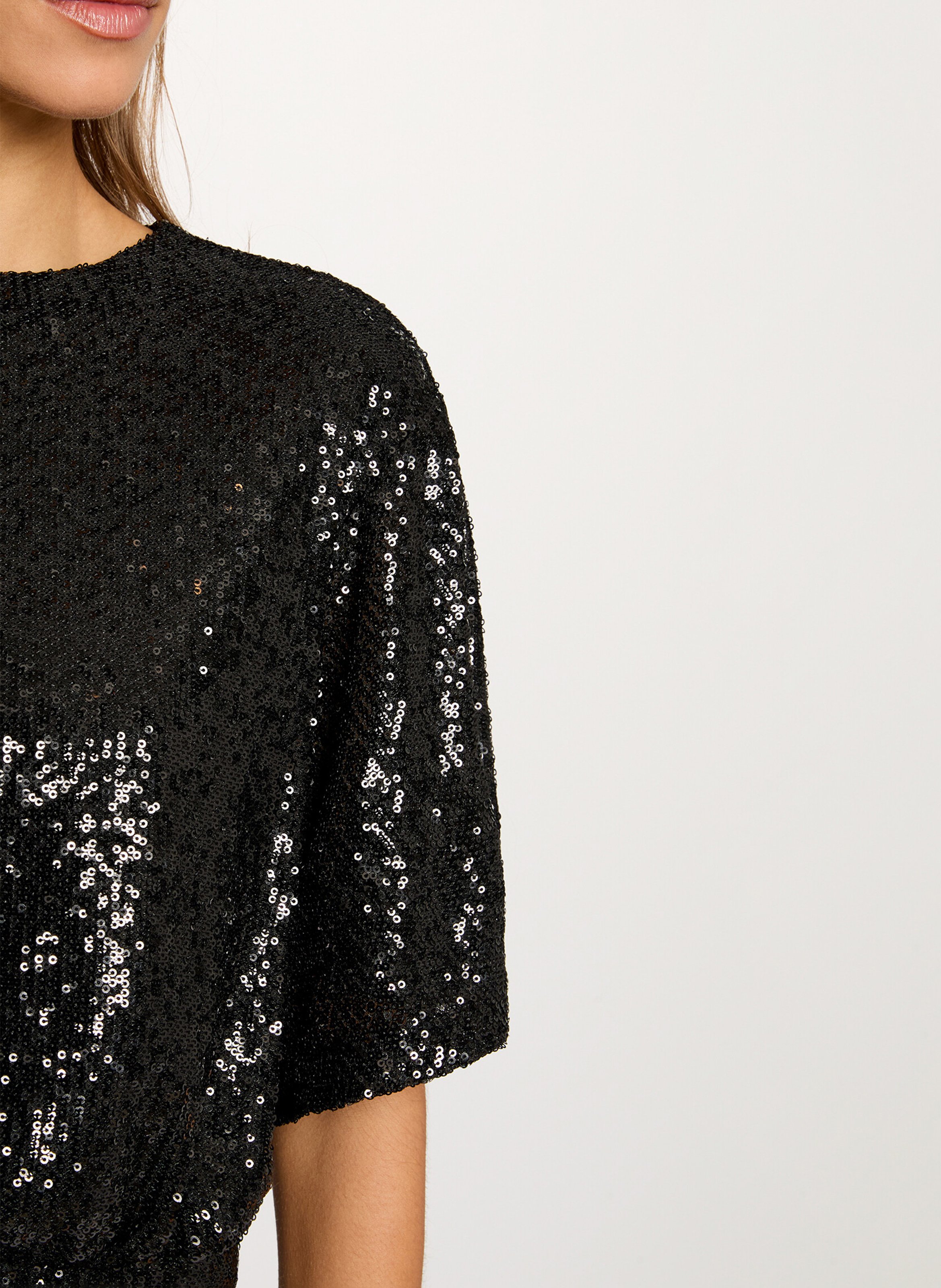 Flared short dress with sequins MORGAN Black