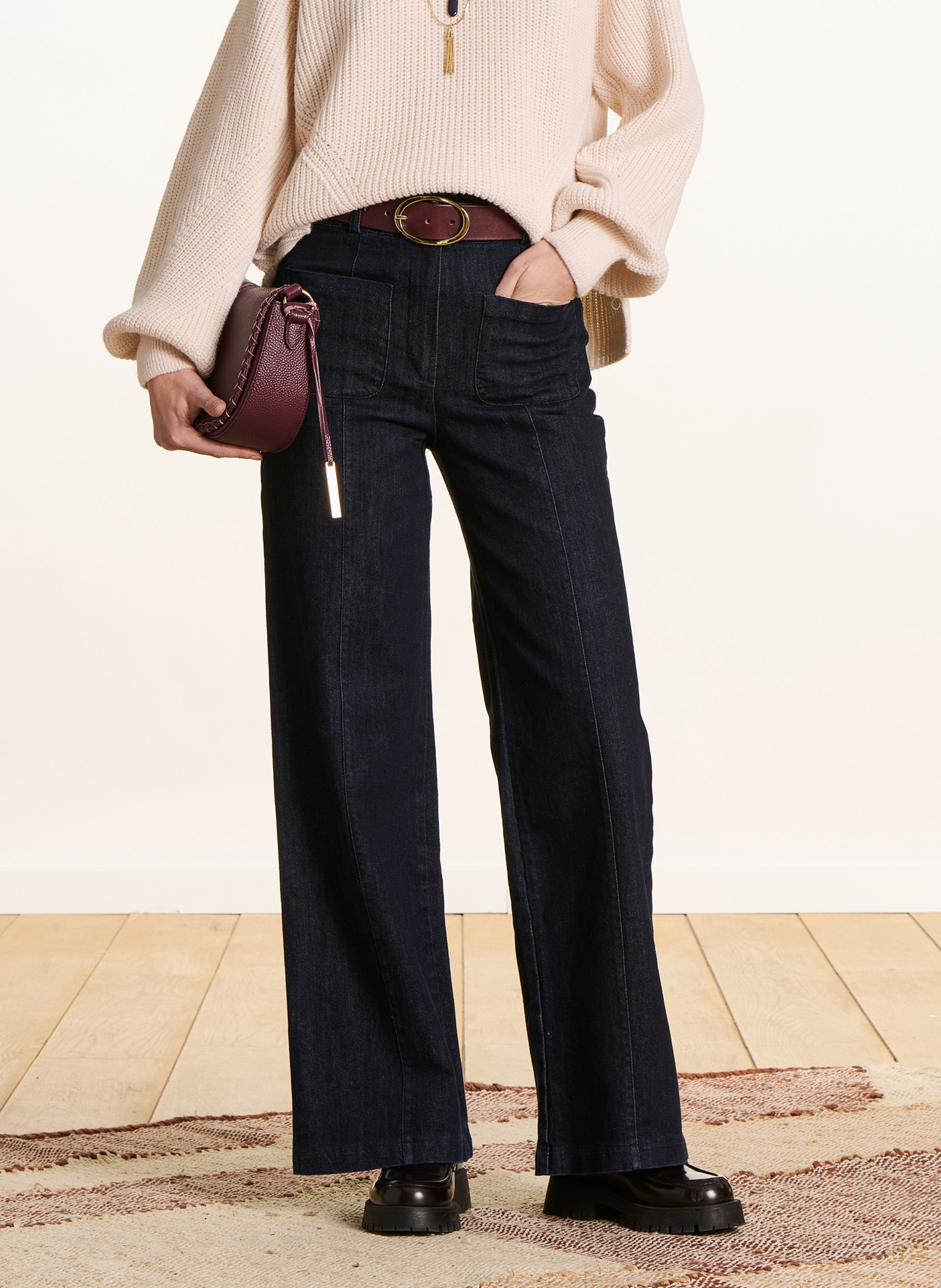 Jean flare bootcut en coton mélangé  LA FEE MARABOUTEE