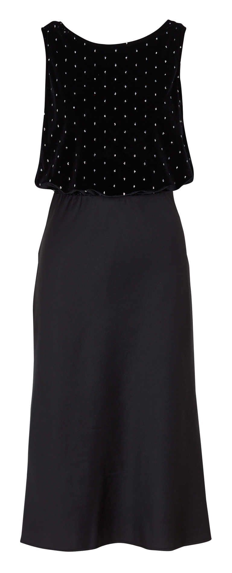 Midi-jurk met V-hals en dubbel materiaal KOOKAI Zwart