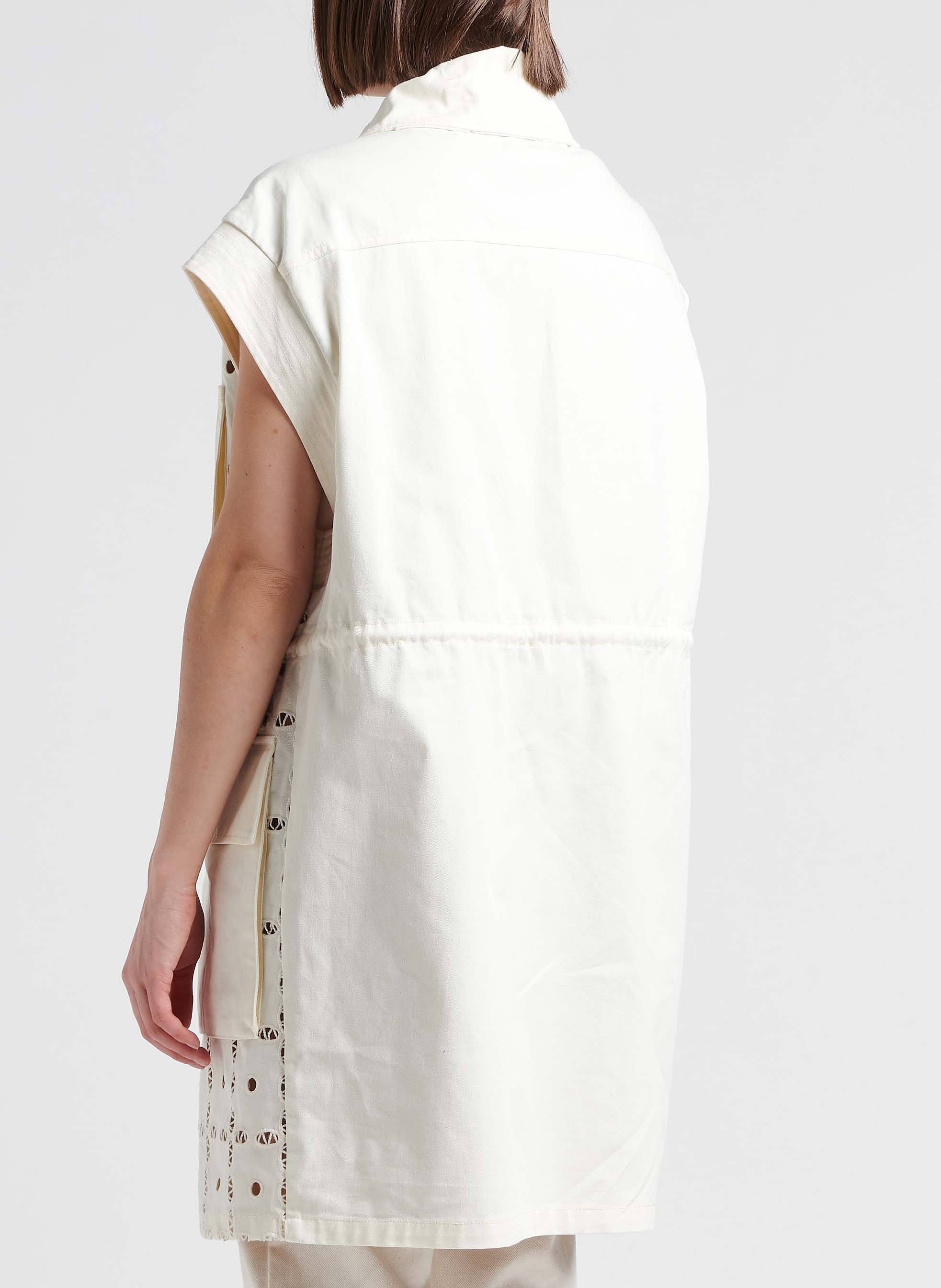 Veste col montant en coton TWINSET Blanc