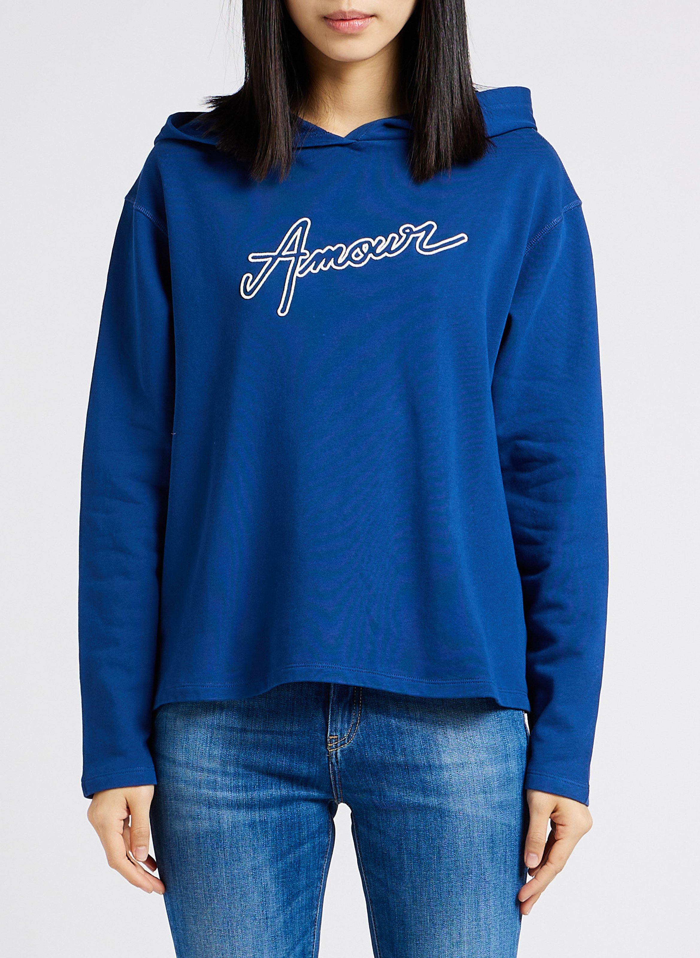 Sweat-shirt ample en coton bio brodé MAISON LABICHE Bleu