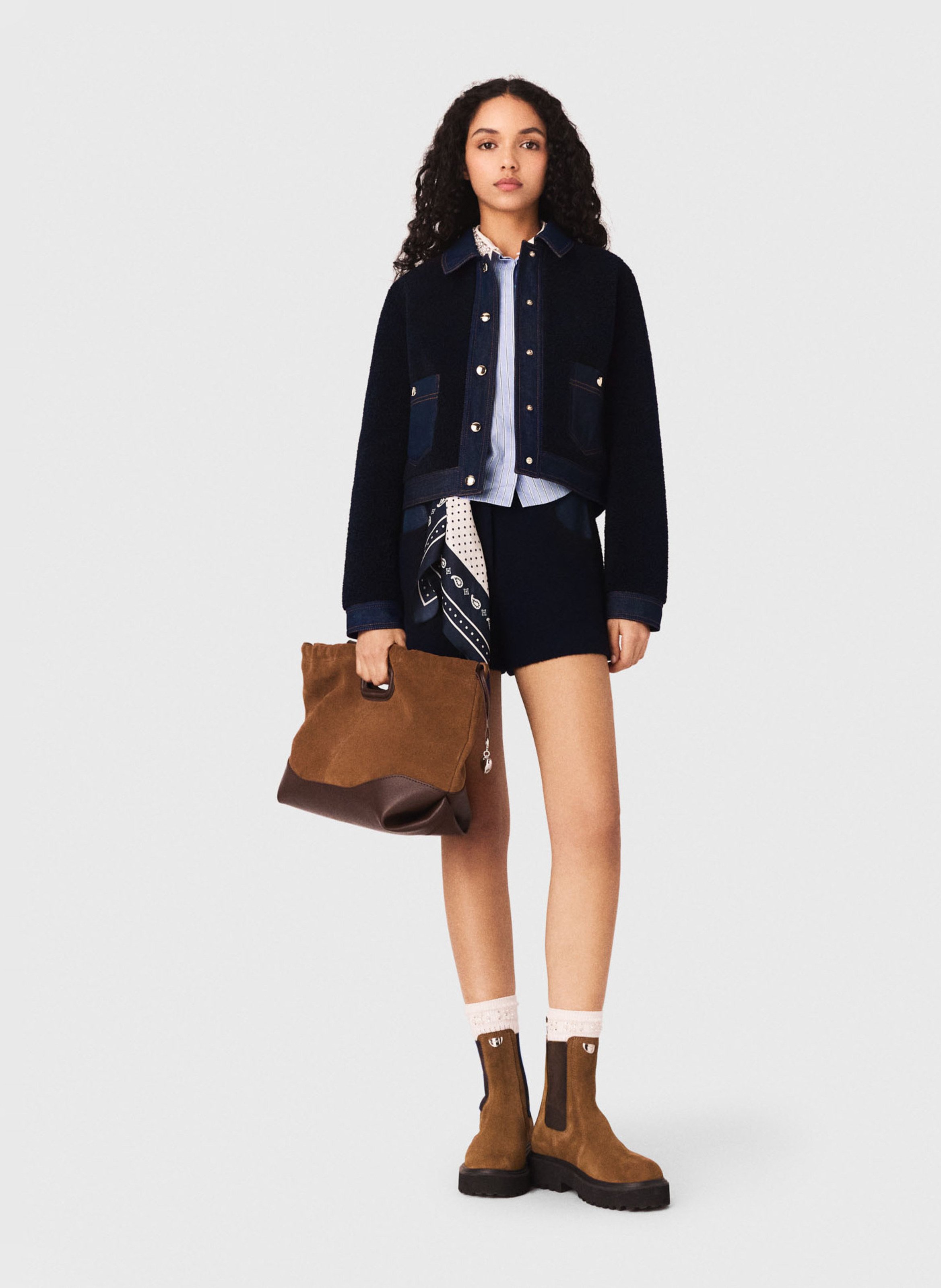 Veste droite col classique MAJE Bleu