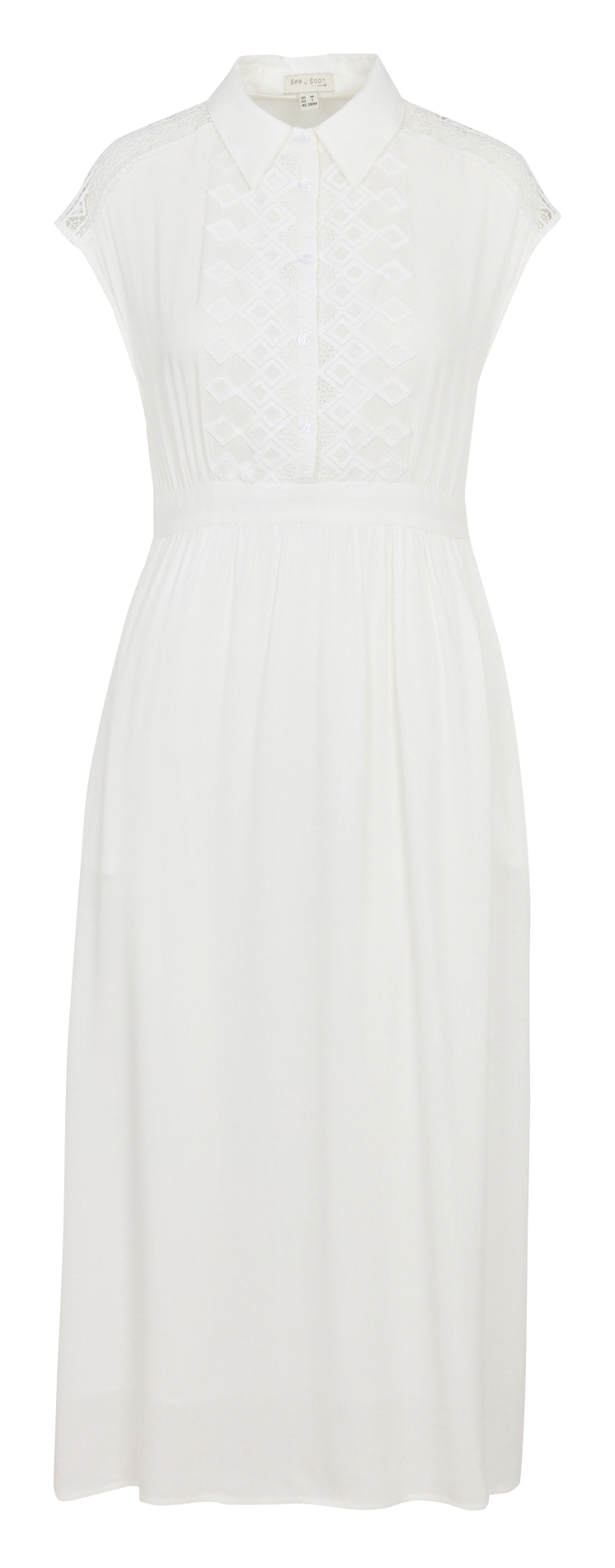 Long dress with classic collar SEE U SOON White