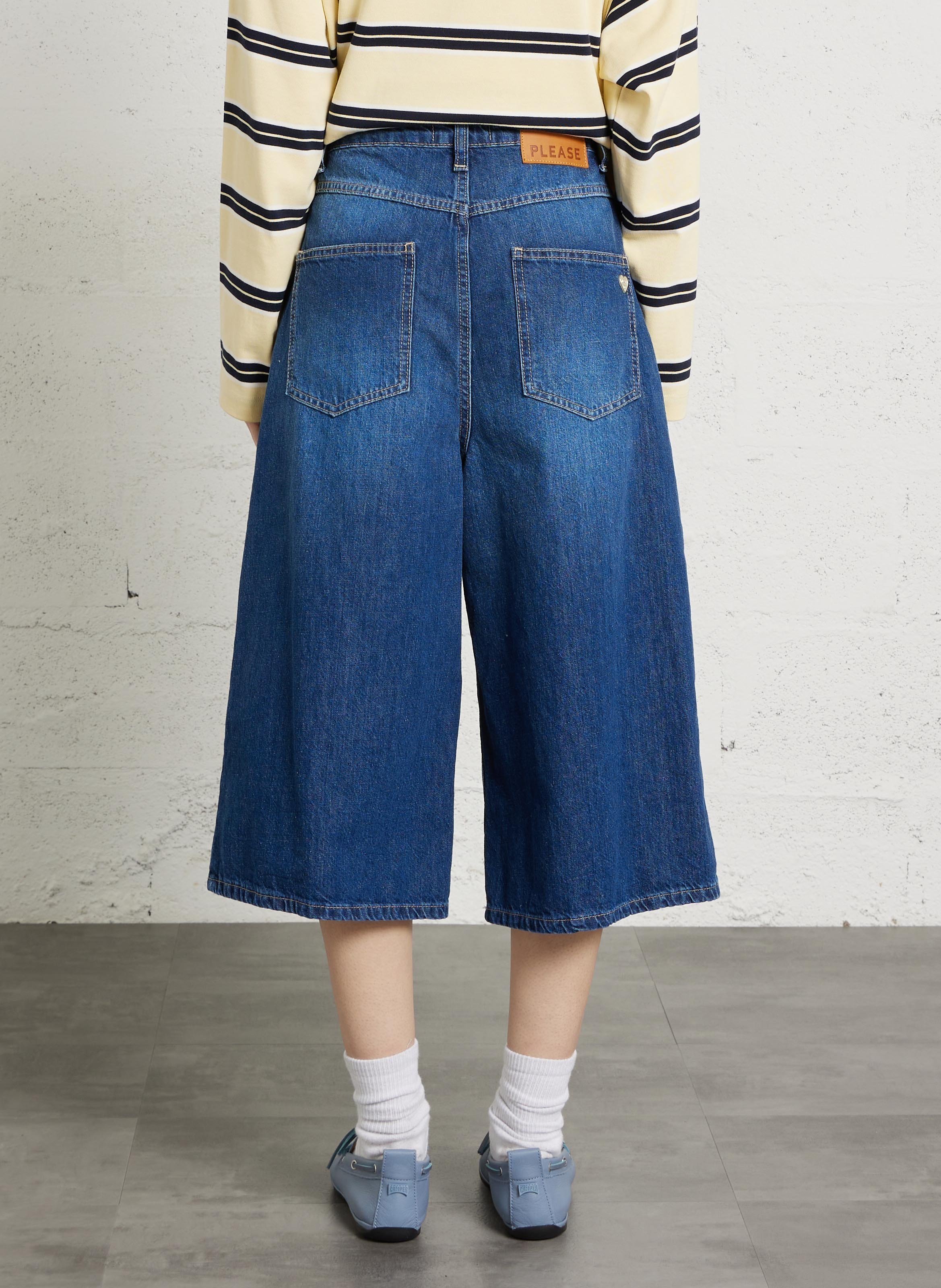 Bermuda long en conton PLEASE Bleu