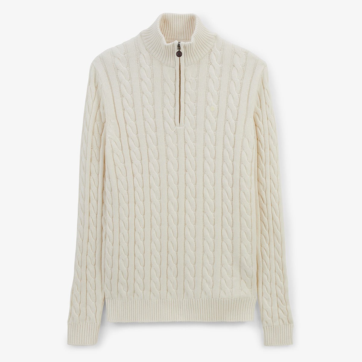 Twisted knit cotton and wool zip-up sweater SERGE BLANCO White