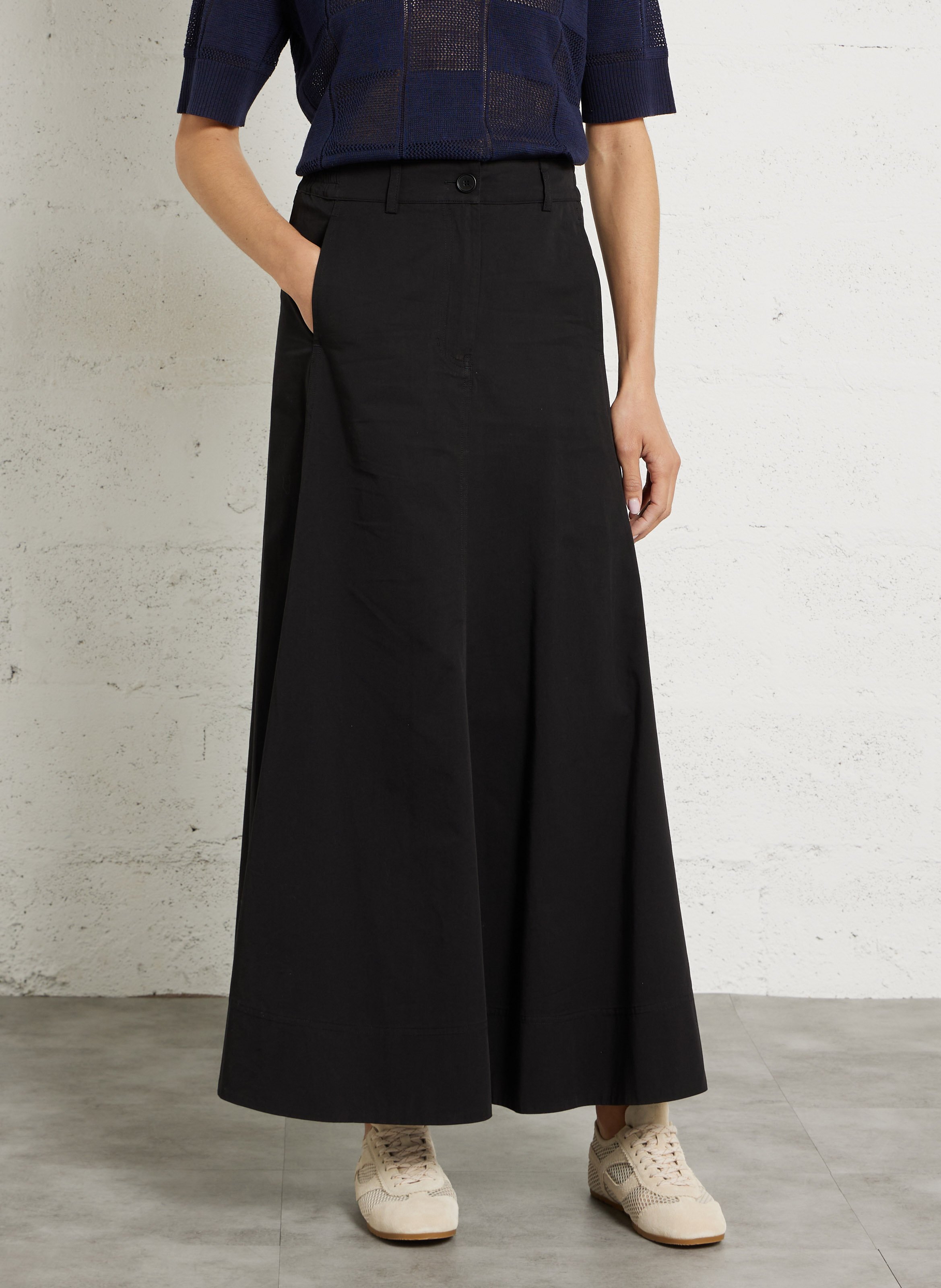 Langer Rock aus Baumwoll-Mix RUE DE TOKYO Schwarz