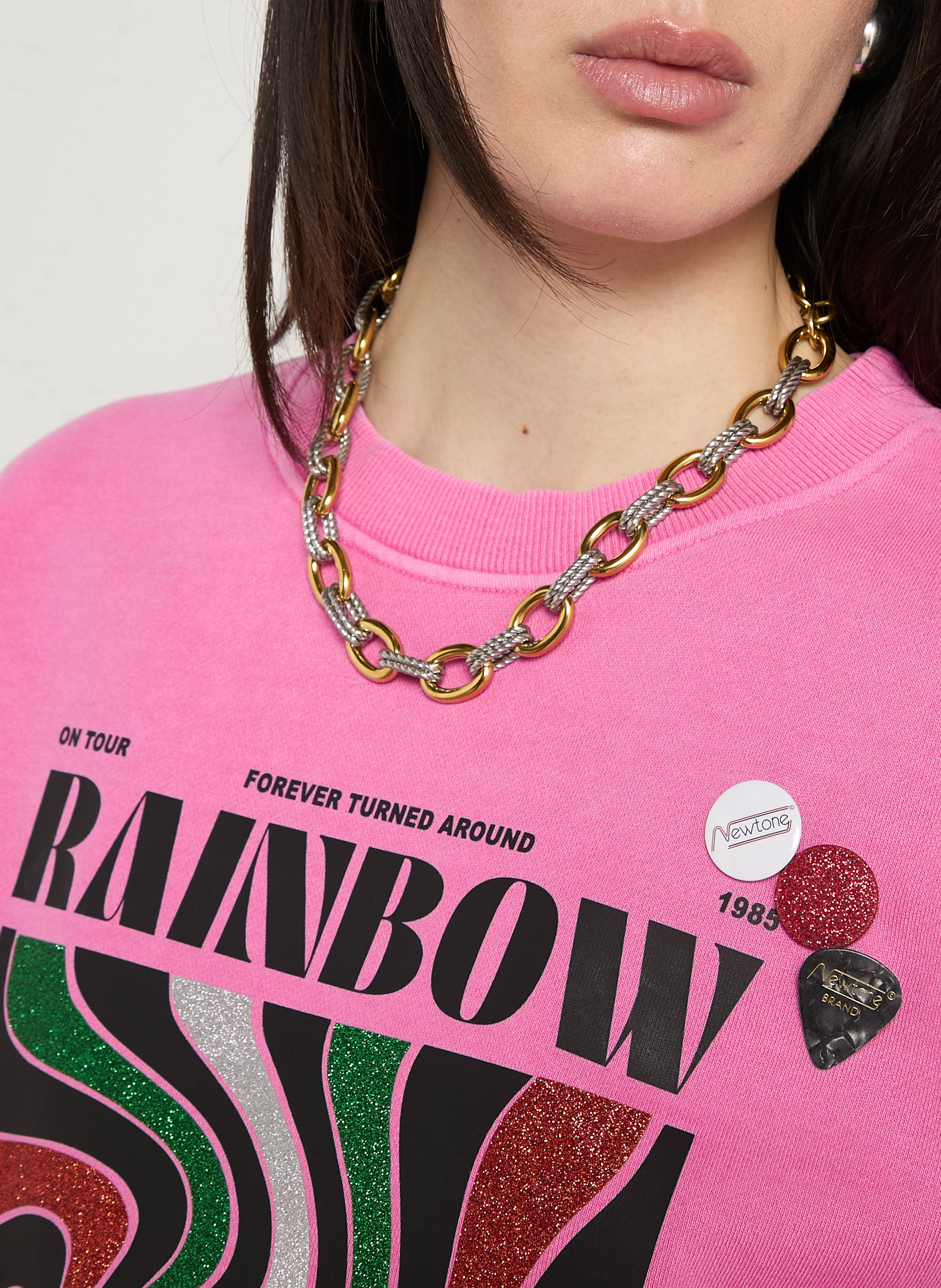 Oversized cotton-blend sweatshirt with round neck NEWTONE Pink