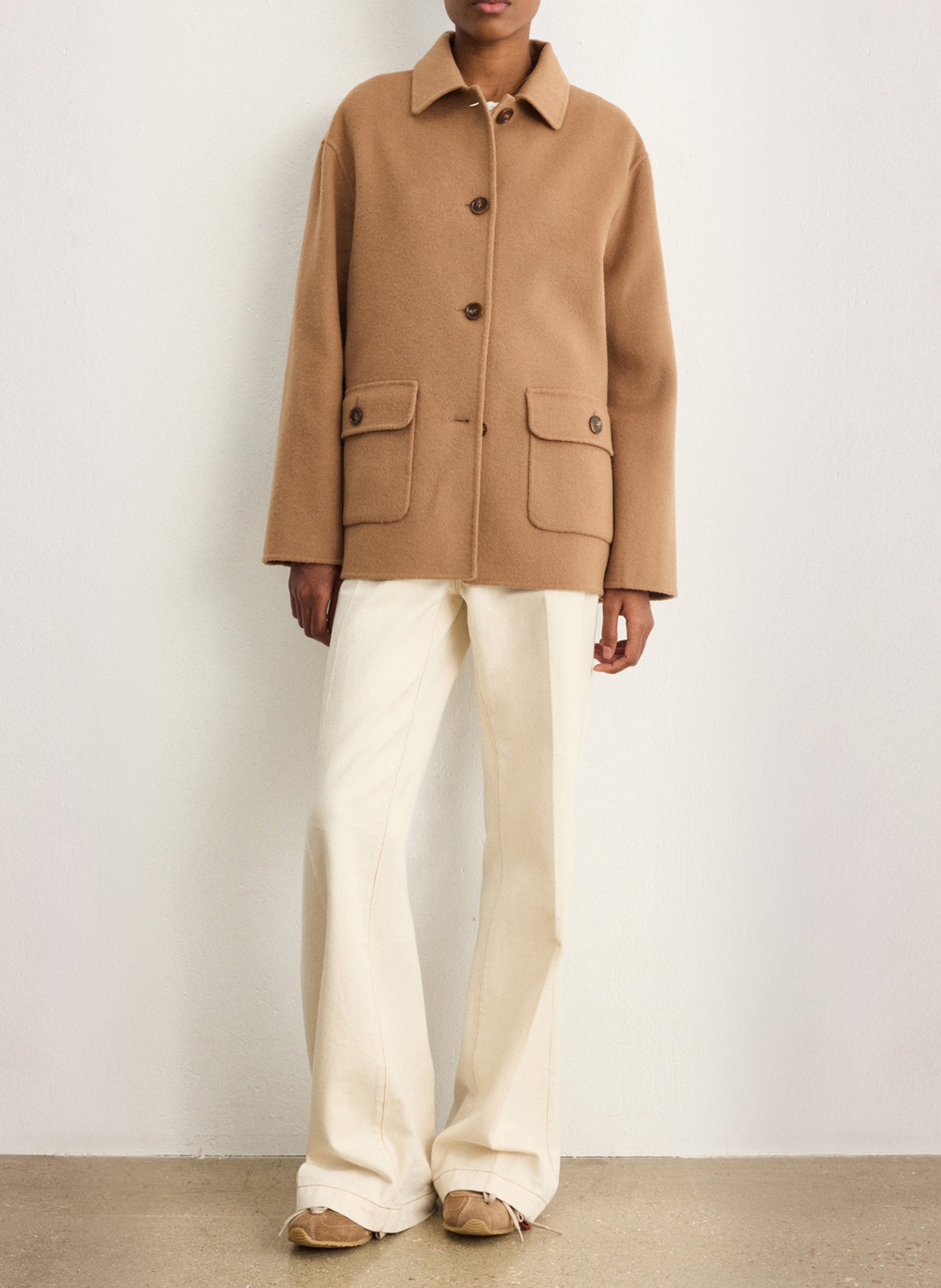 Manteau en laine col classique PABLO Marron