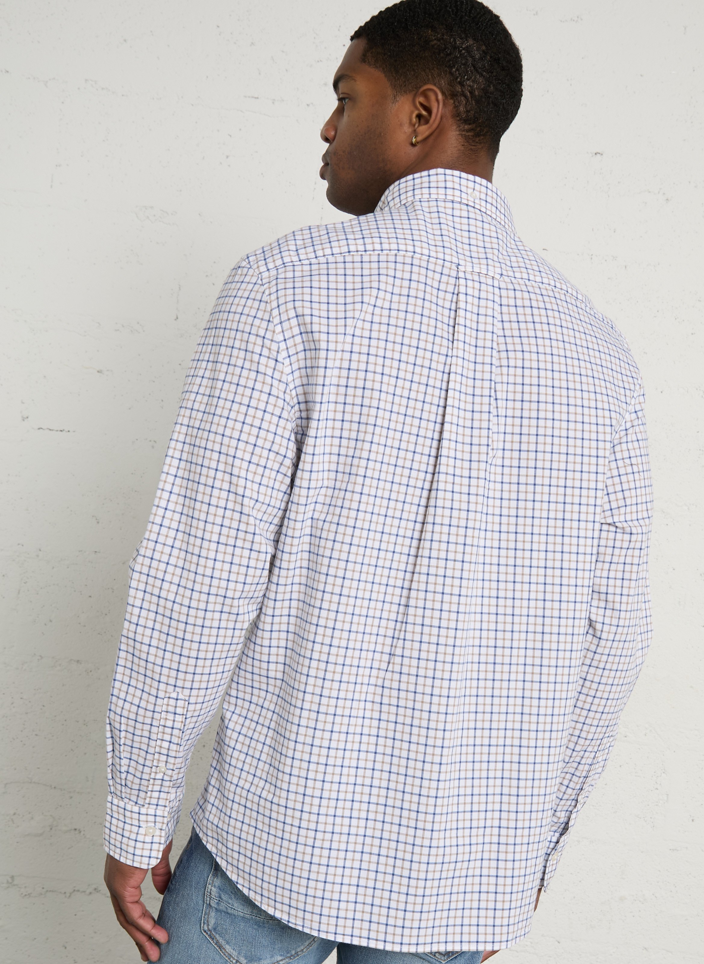 Chemise regular-fit col américain à carreaux en coton GANT Beige