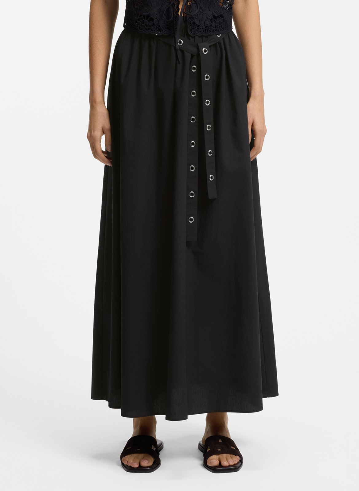 Long A-line cotton skirt BOSS Black