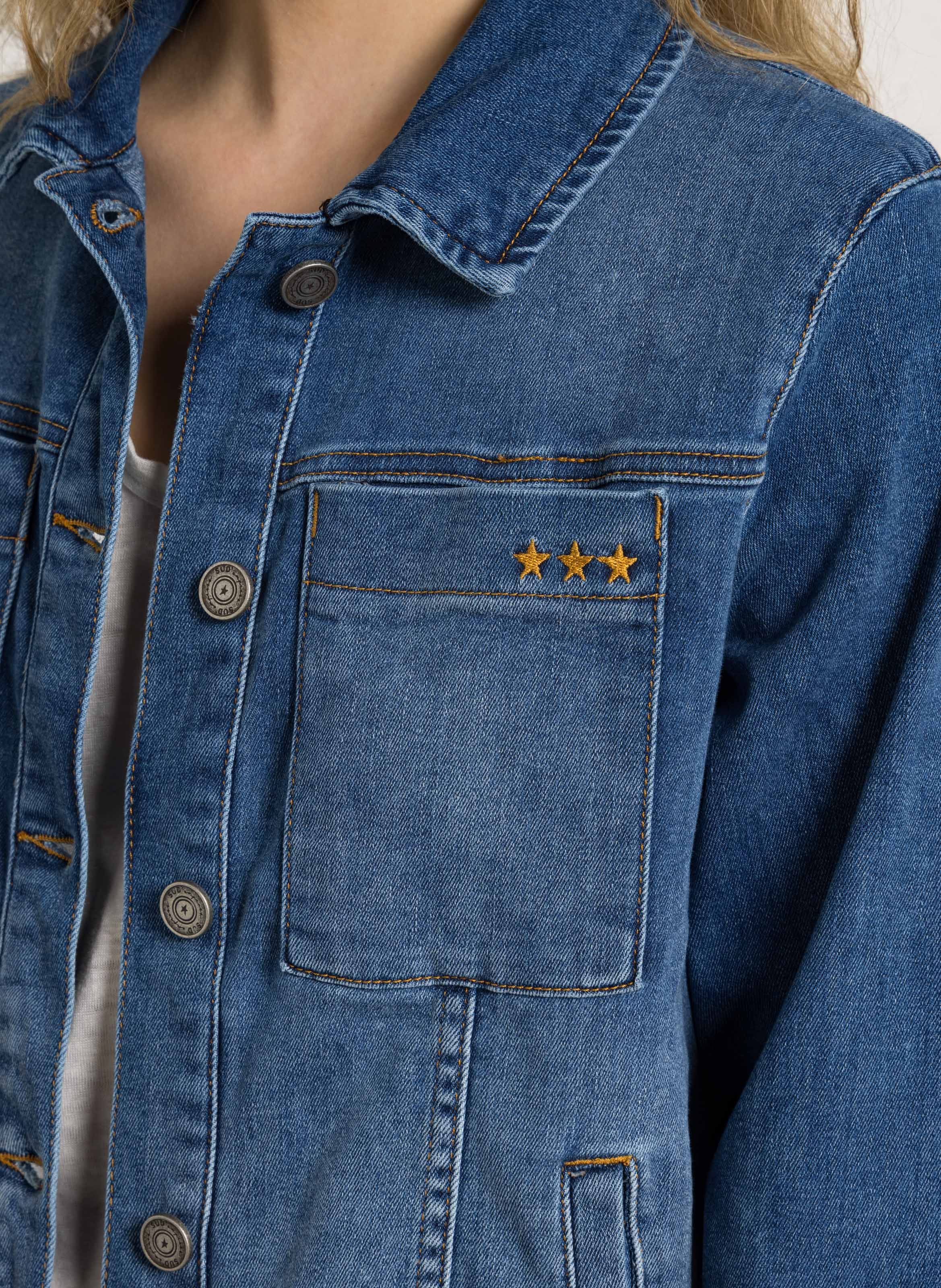 Rechte denim jas van katoen SUD EXPRESS Blauw