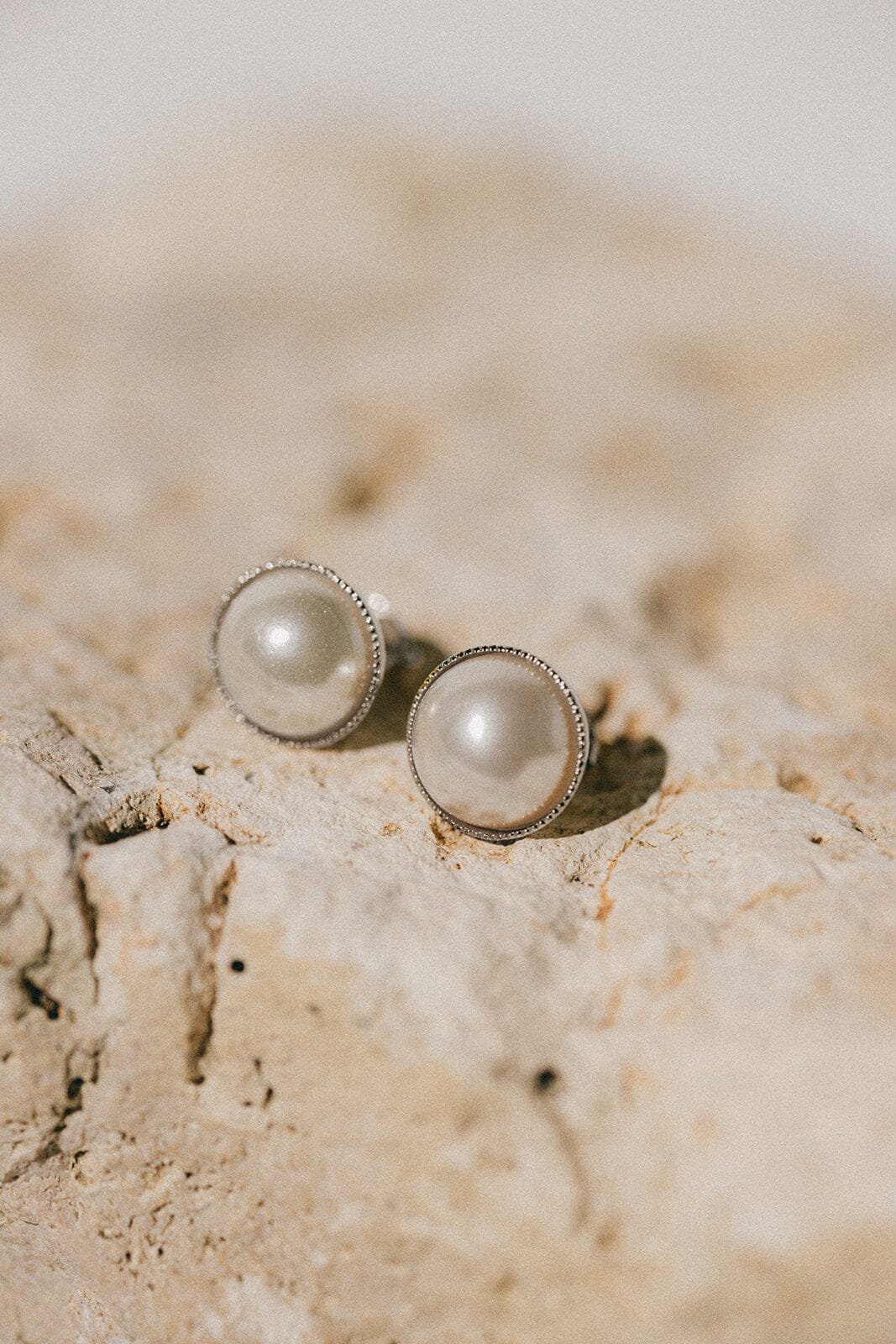 Mini gold-plated pearl stud earrings MONSIEUR SIMONE Silver