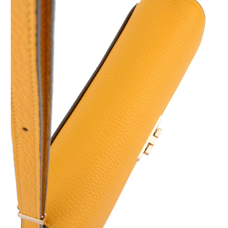 Crossbody bag in cowhide leather POURCHET Orange