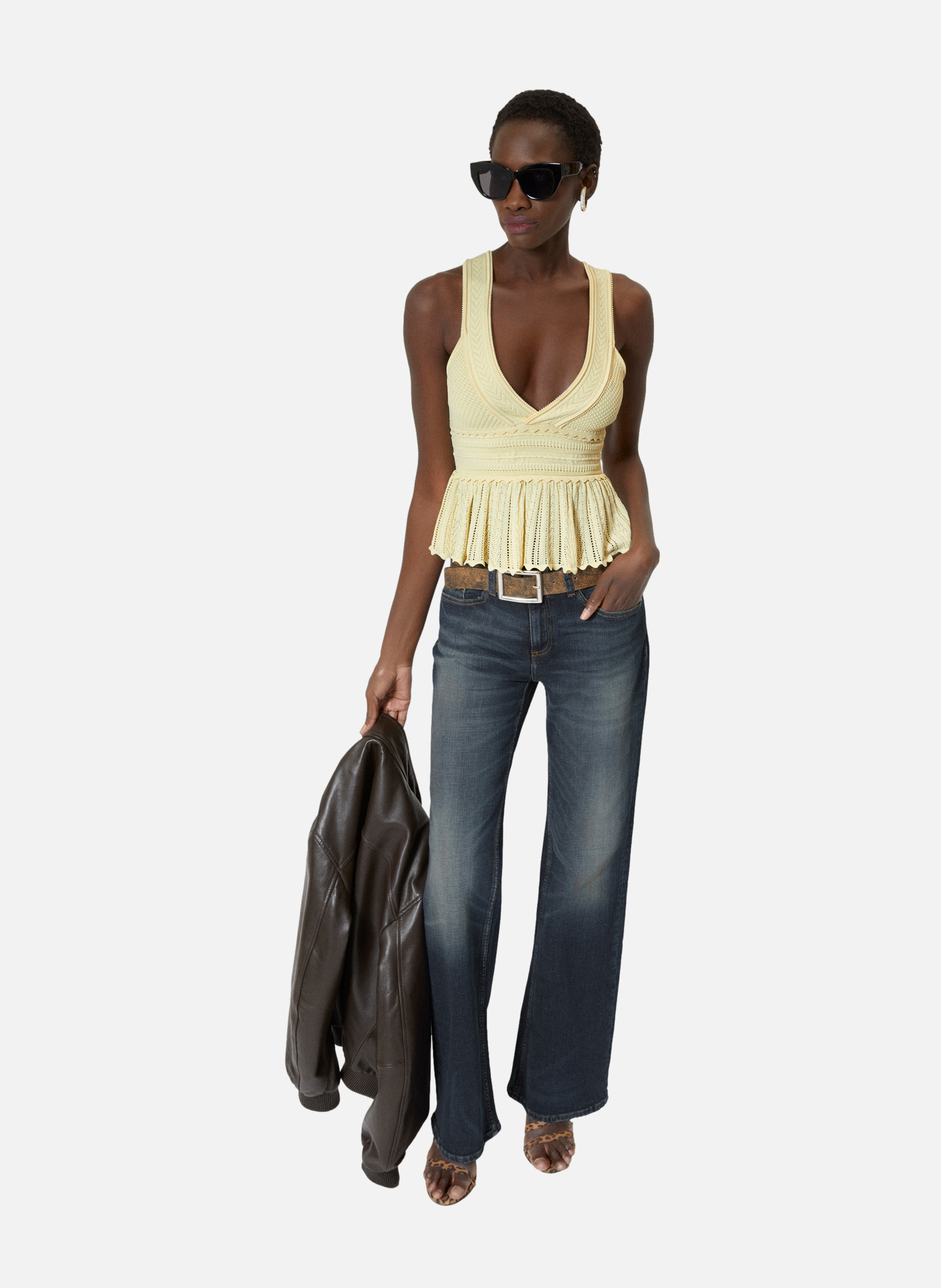 Open-work knit top THE KOOPLES Yellow