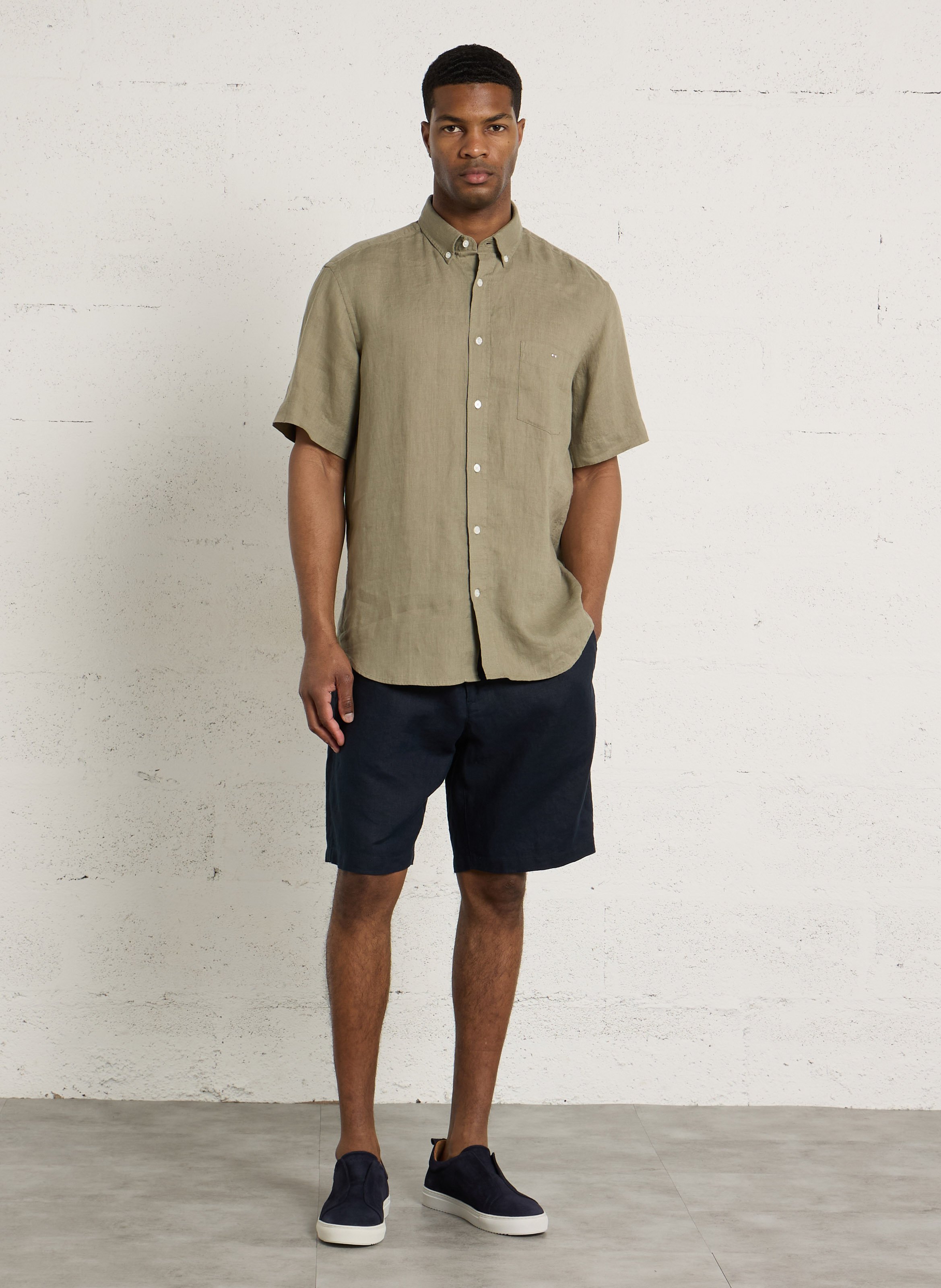 Chemise droite en lin EDEN PARK Beige