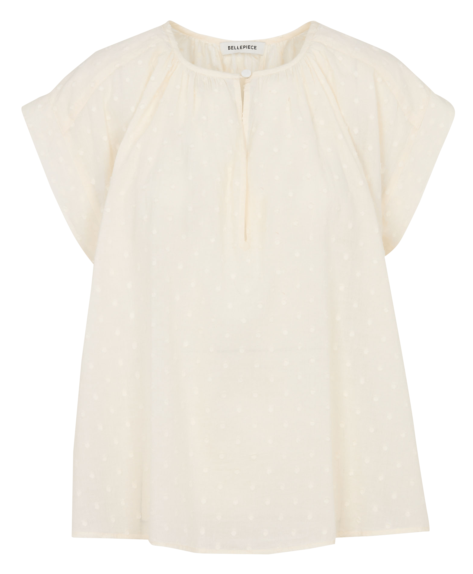 Top ample col rond en coton BELLEPIECE Beige