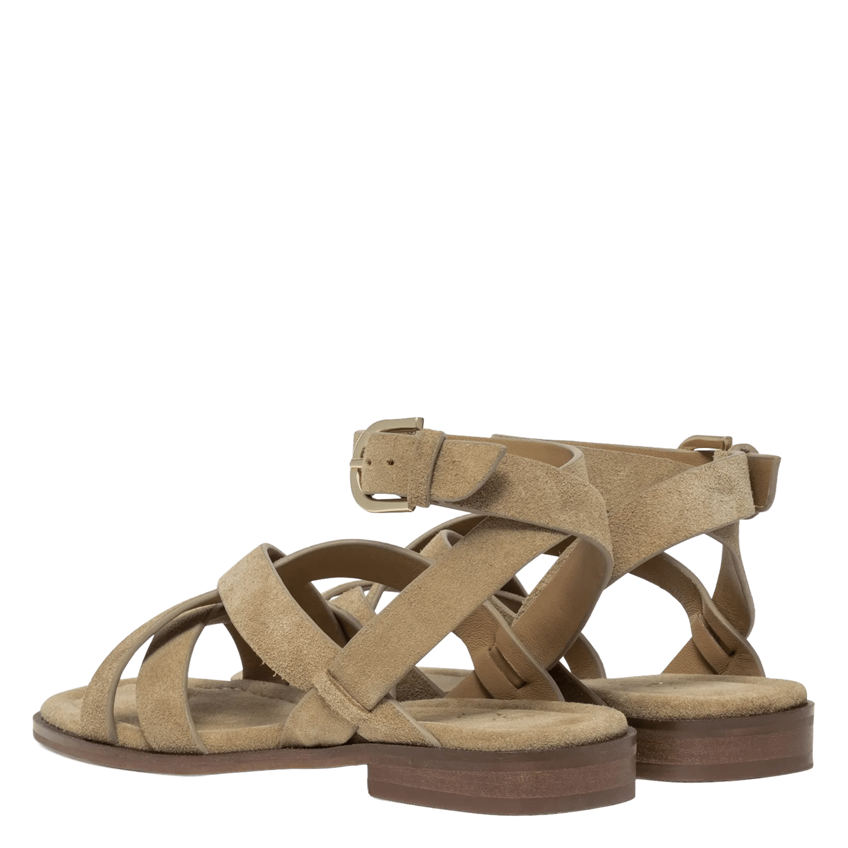 Aouda flat leather sandals BOCAGE Beige