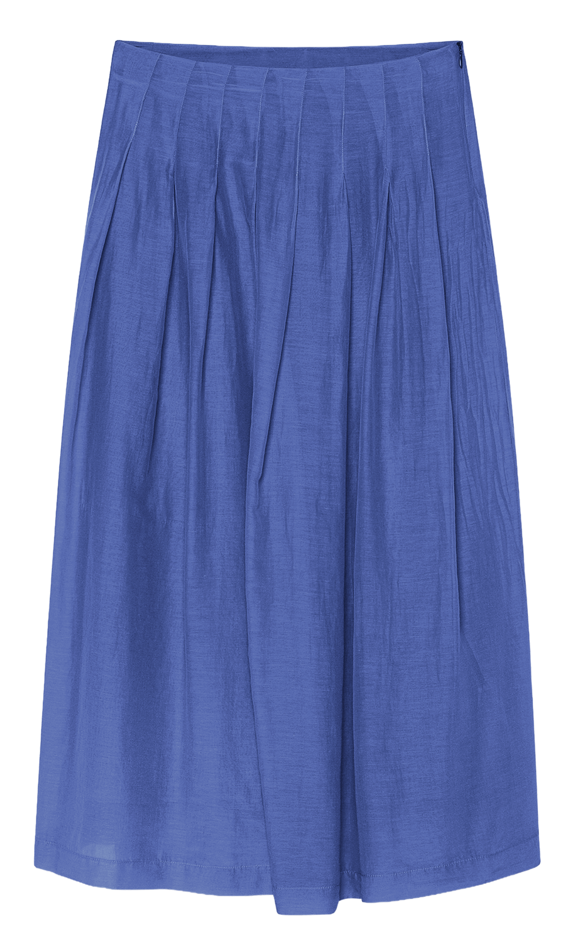 Gonna midi plissettata in cotone e seta POMANDERE Blu