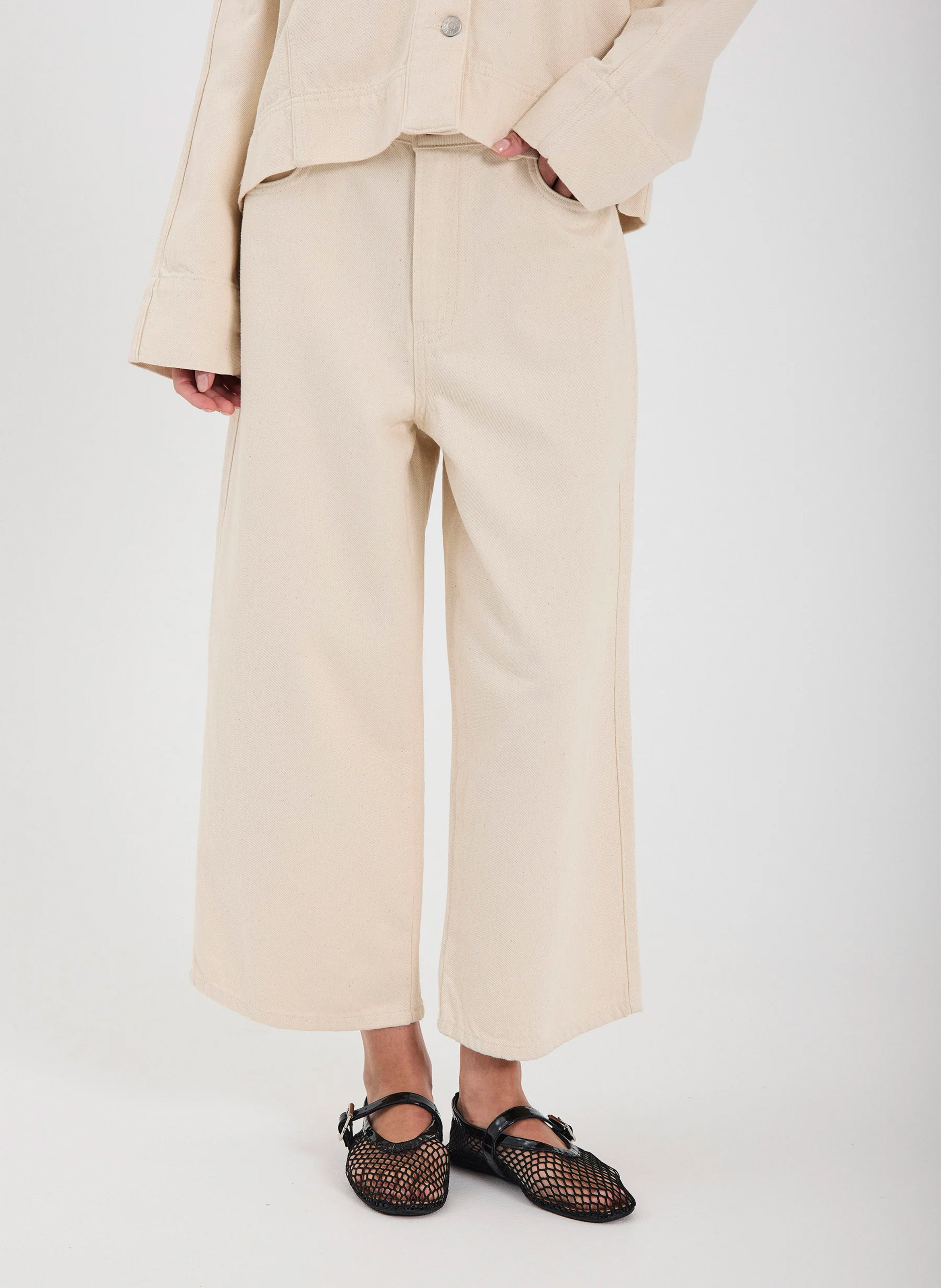 Cropped organic cotton and cotton jeans NORR White