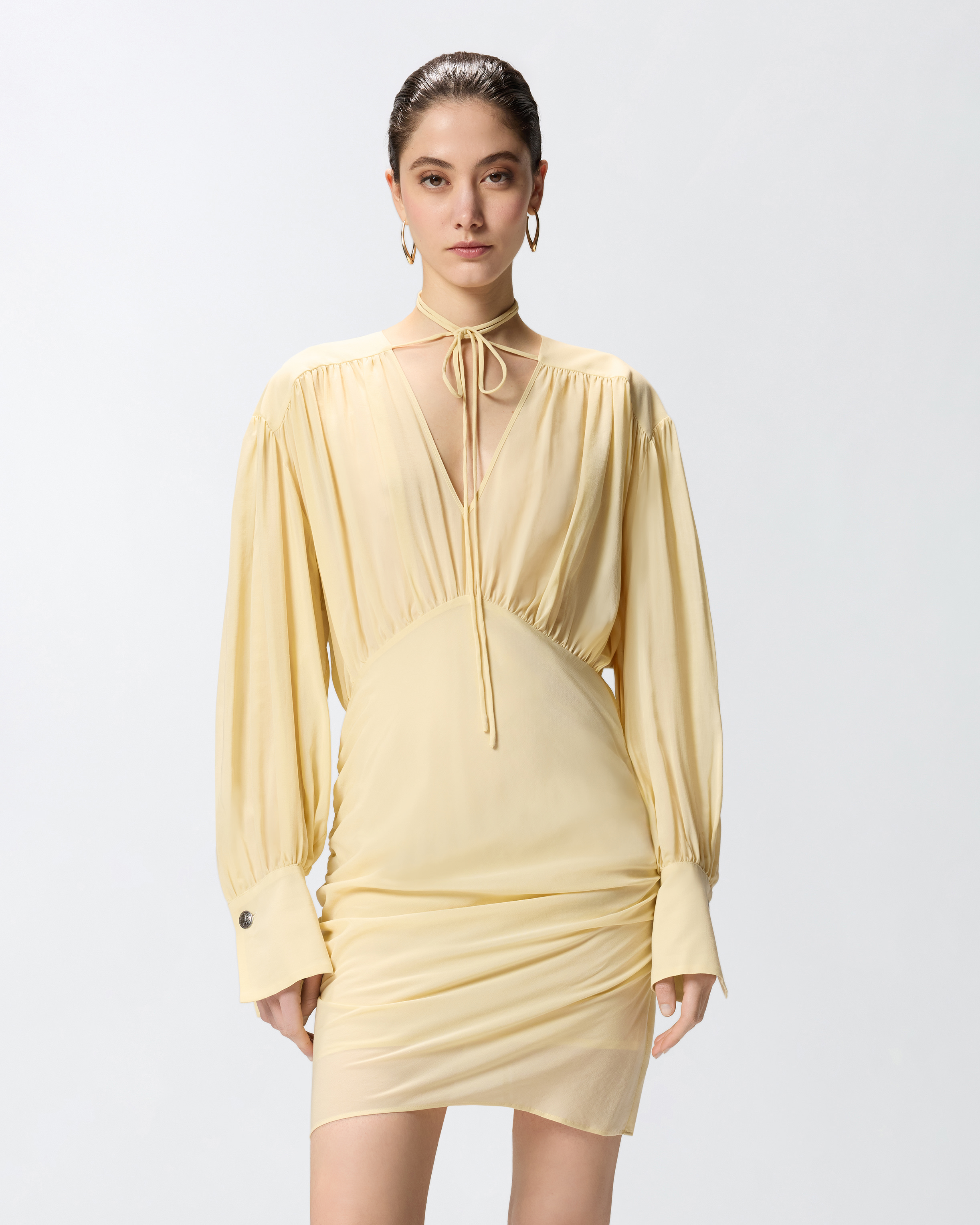 Short draped dress with long sleeves PINKO Blue