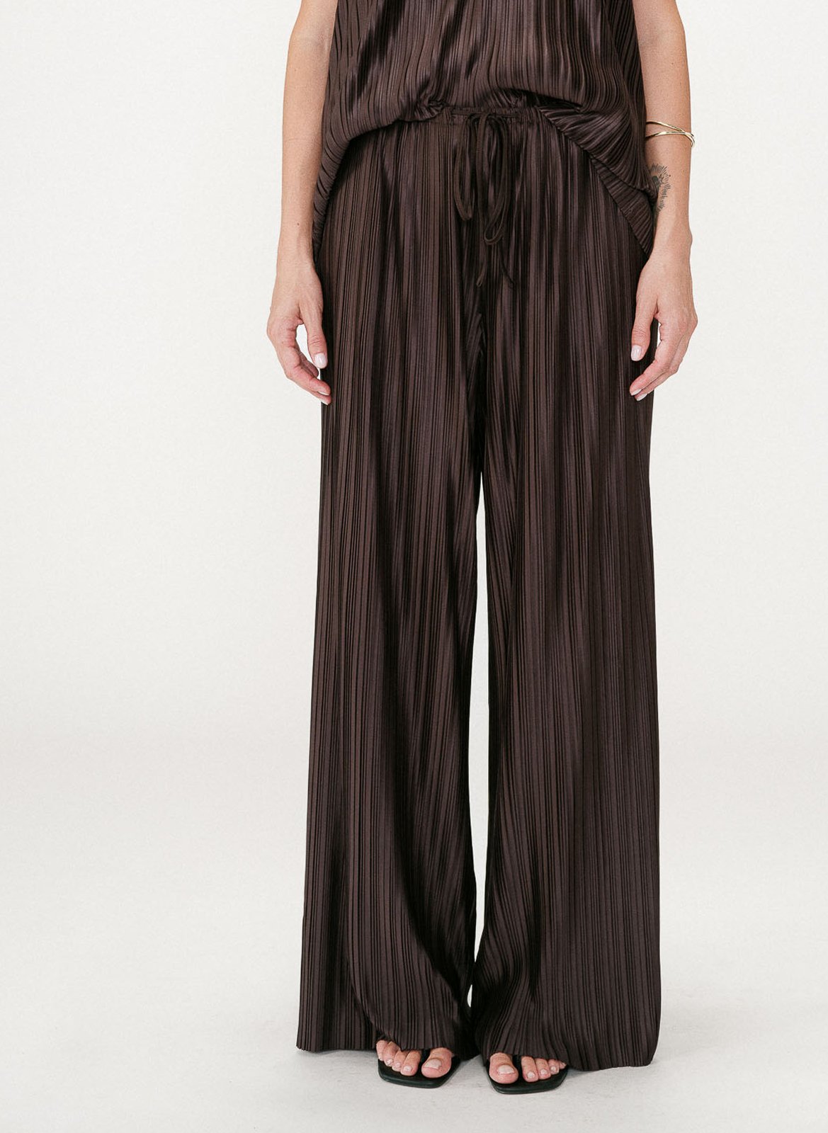 Pantalon large plissé GRACE ET MILA Marron