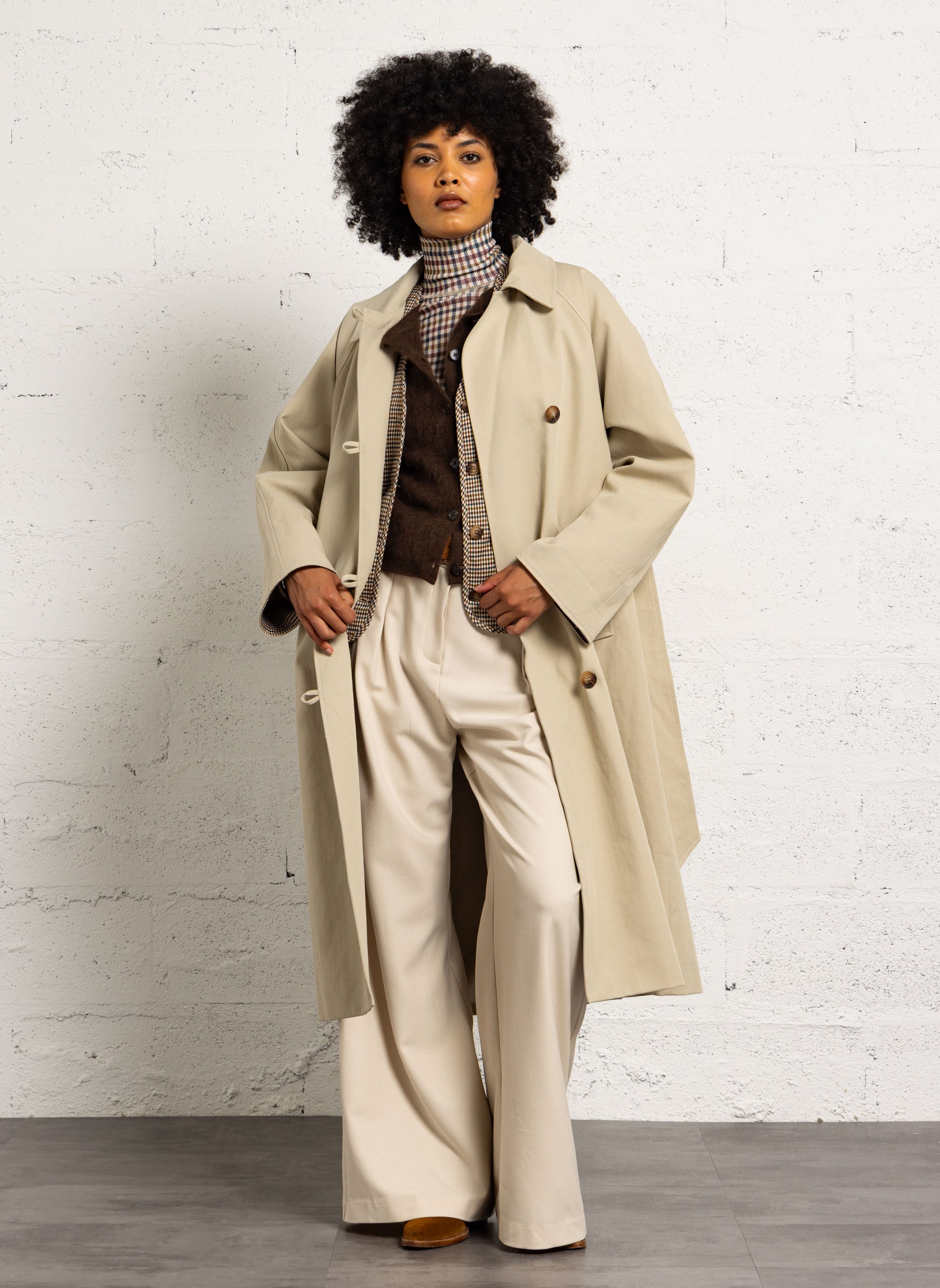 Trench en coton col classique SUNCOO Beige