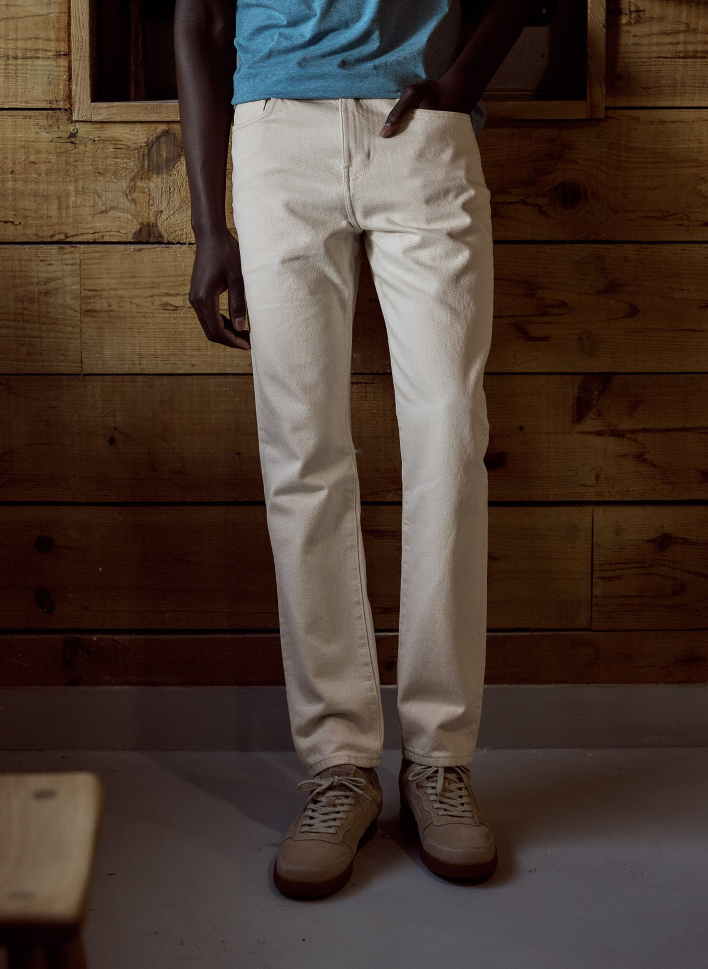Pantalon droit en coton FAGUO Beige