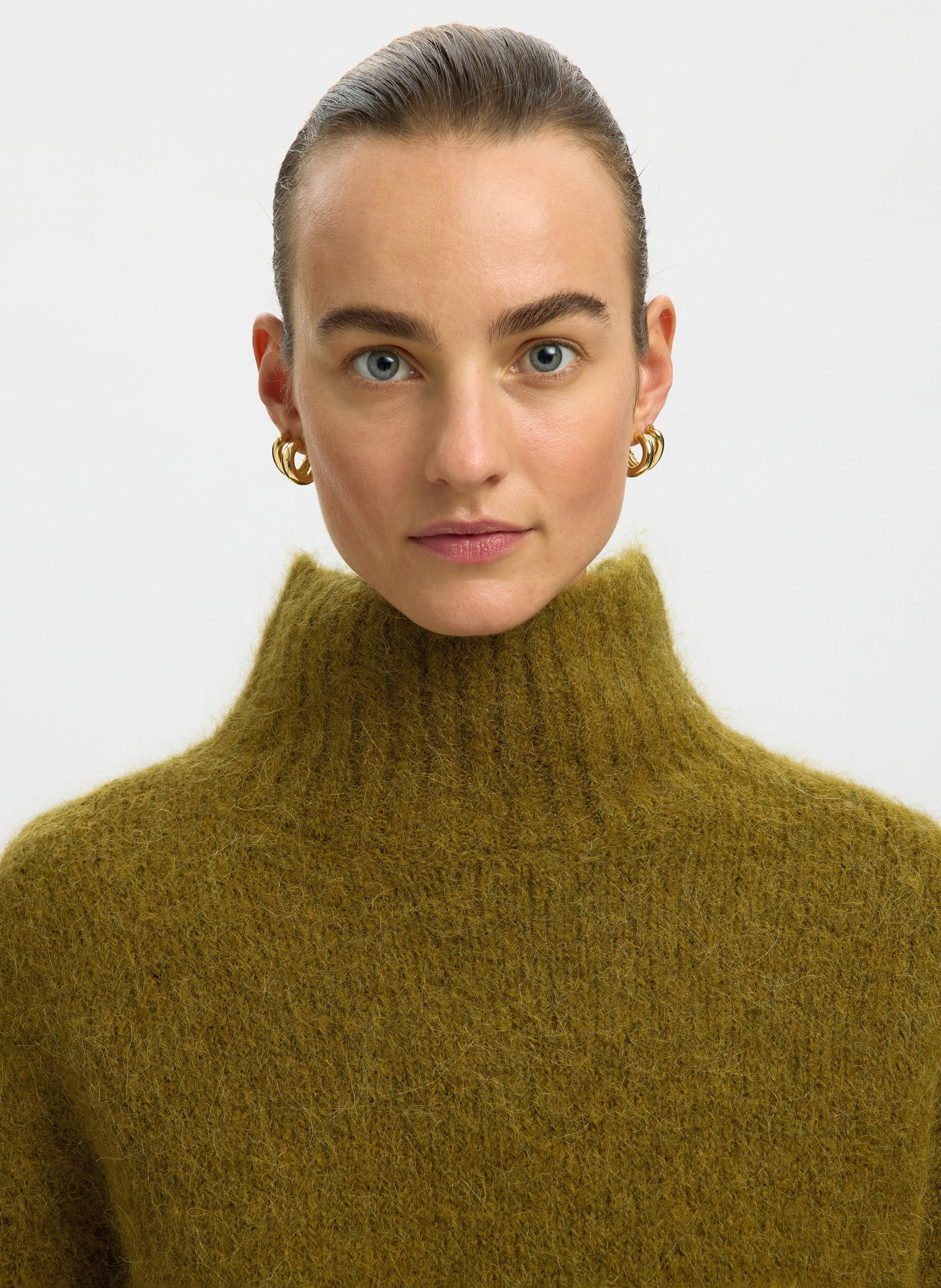 Pull col montant en laine mélangée | Vert SELECTED Femme