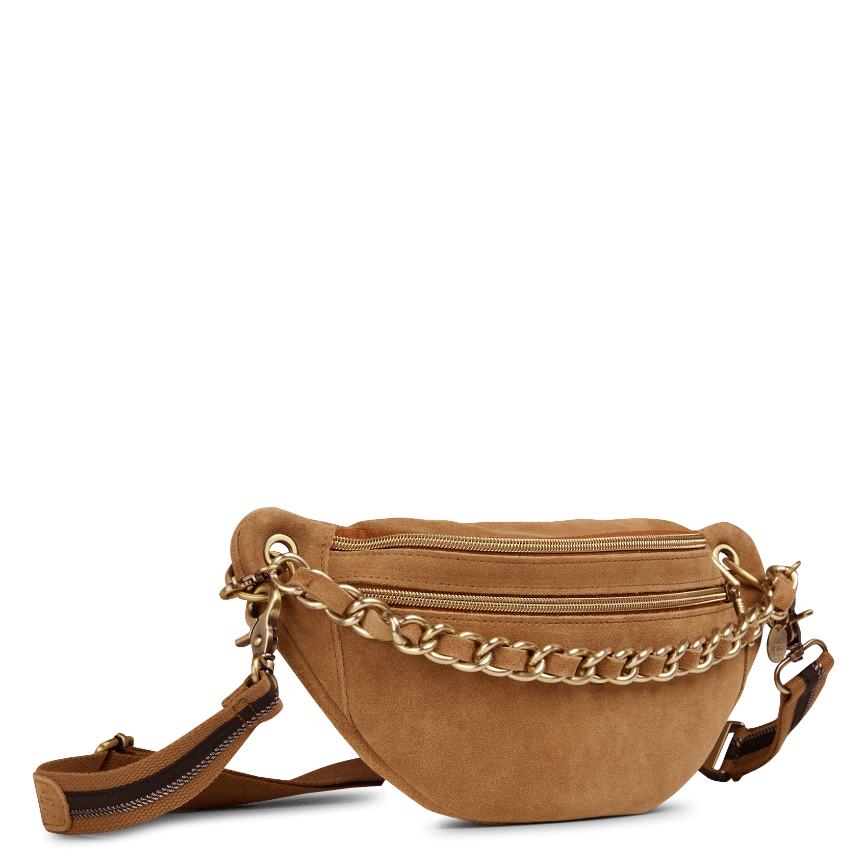 Hüfttasche aus Leder in Samt-Optik MILA LOUISE Beige