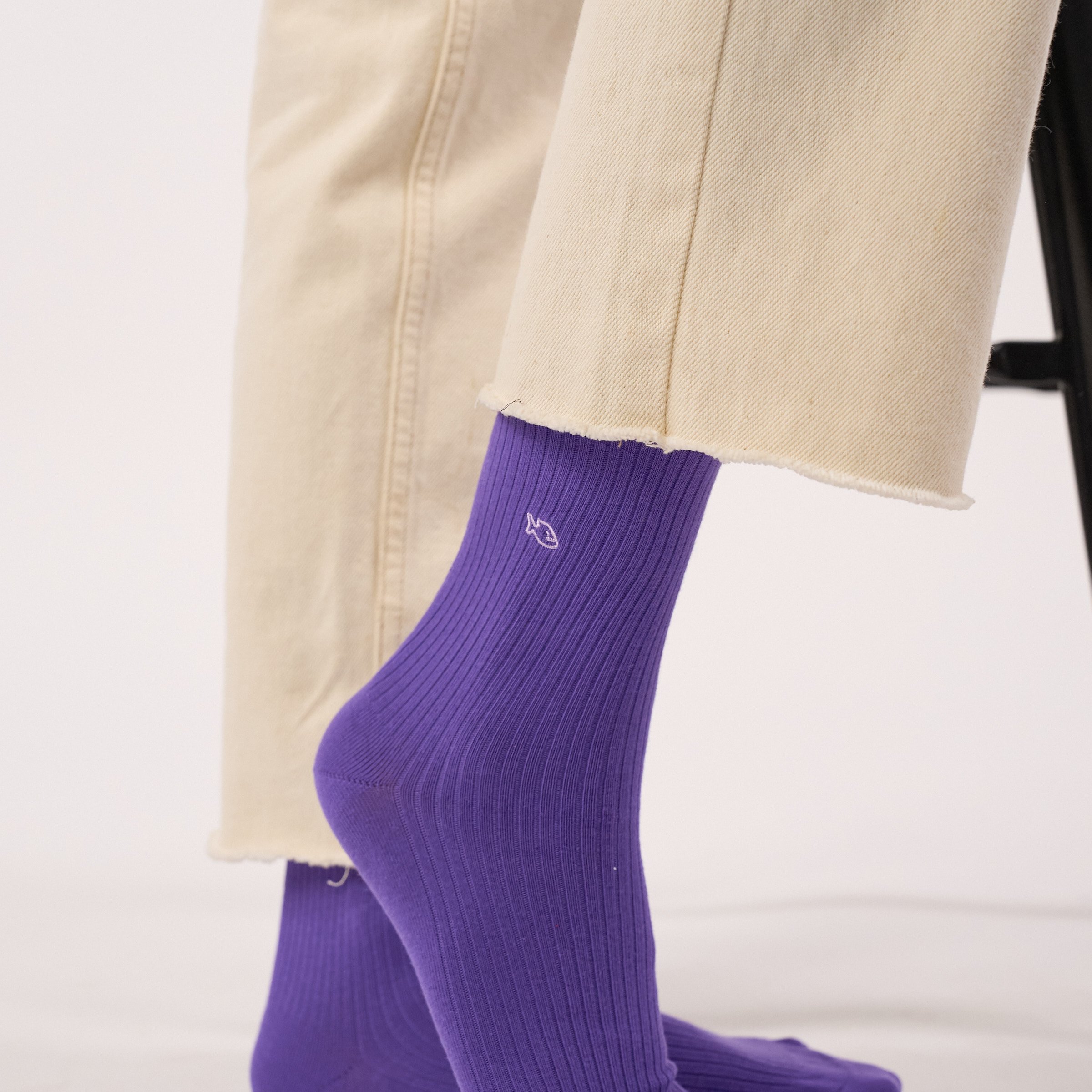 Ribbed Solid Combed Cotton Socks BILLYBELT Purple