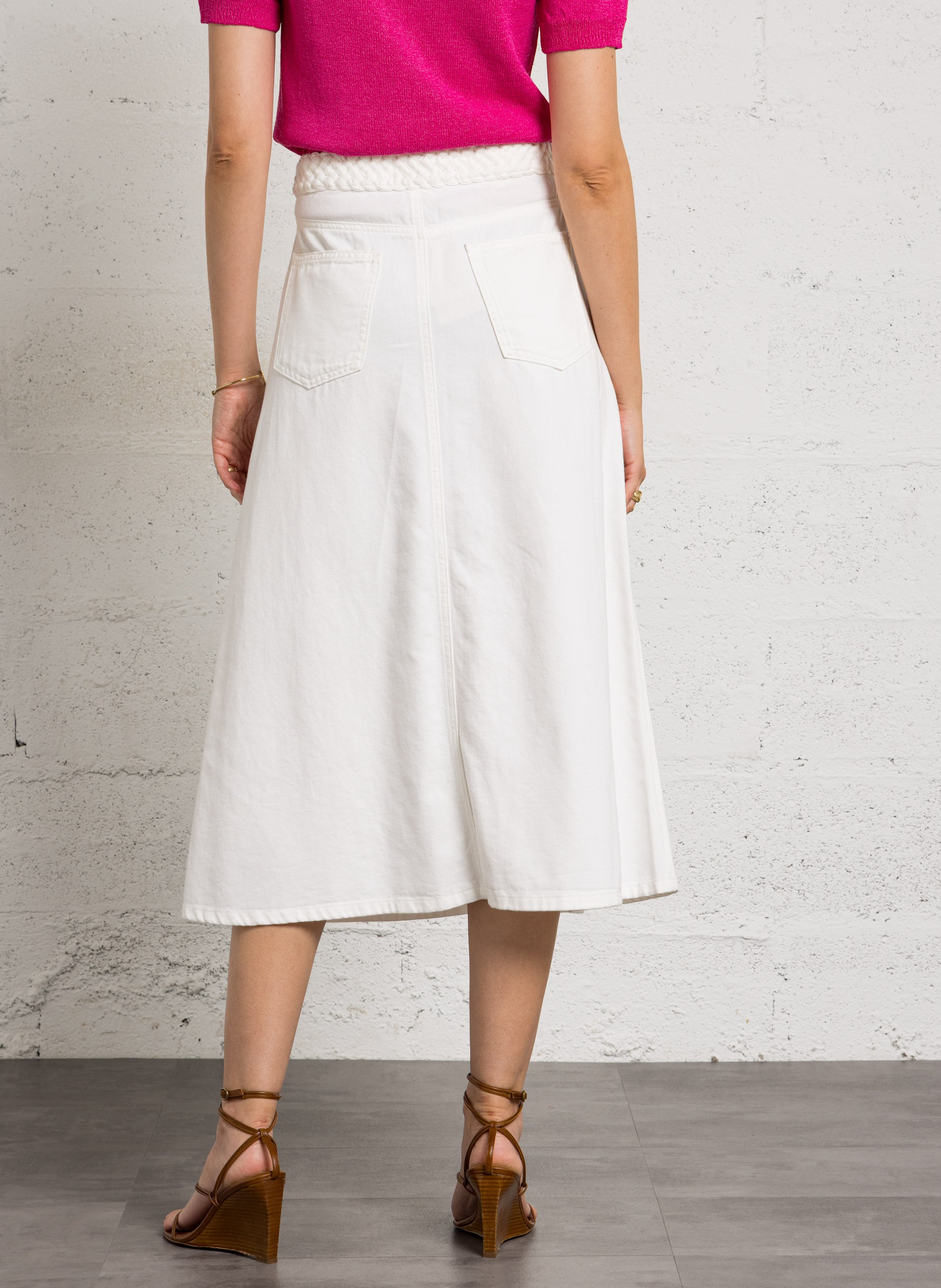 Flared denim skirt in cotton MAISON 123 White
