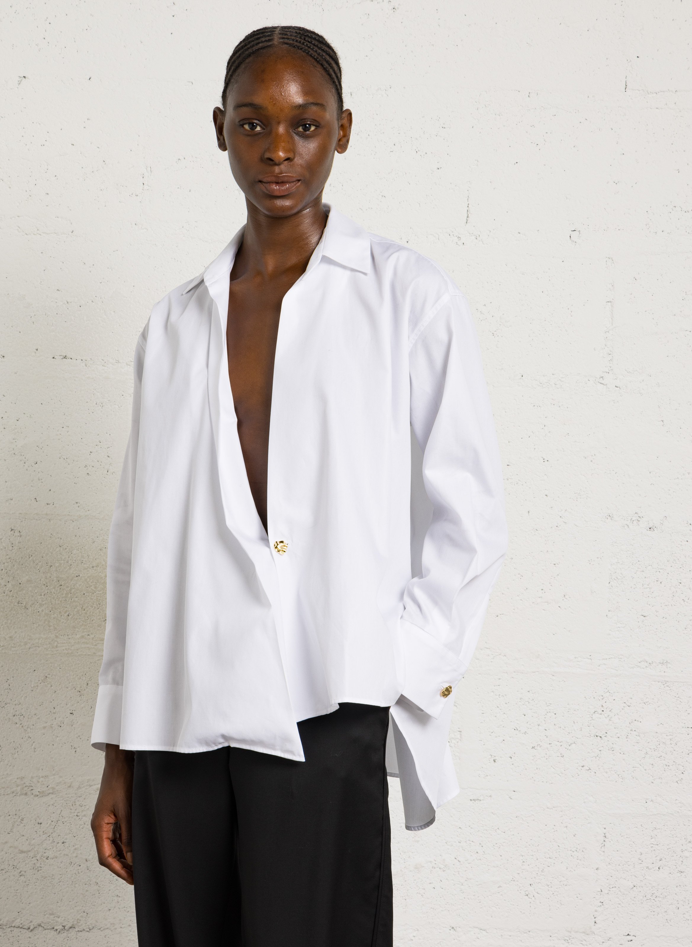 Chemise croisée asymétrique unie MARGAUX LONNBERG Blanc