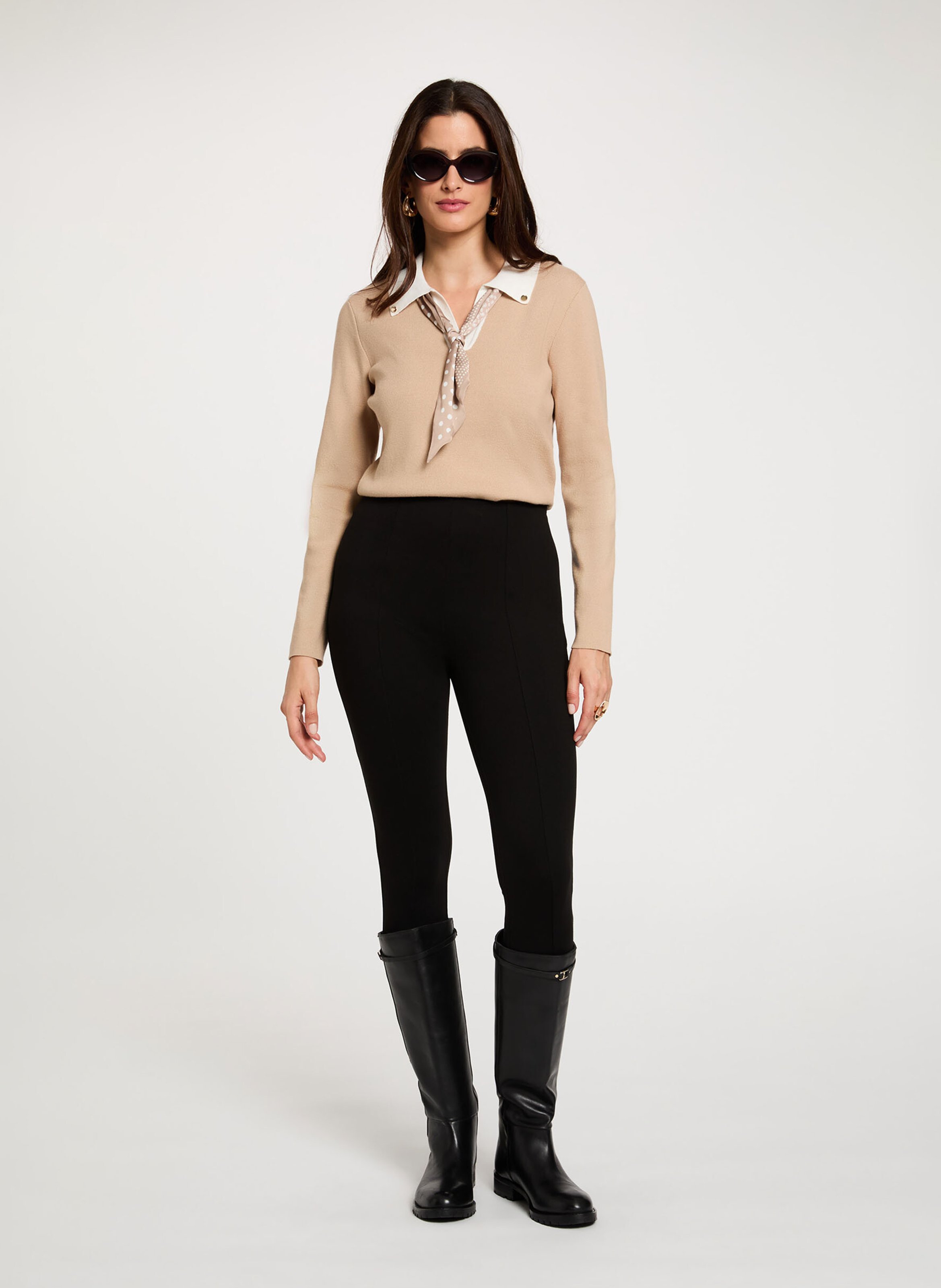 Pull col polo MORGAN Beige