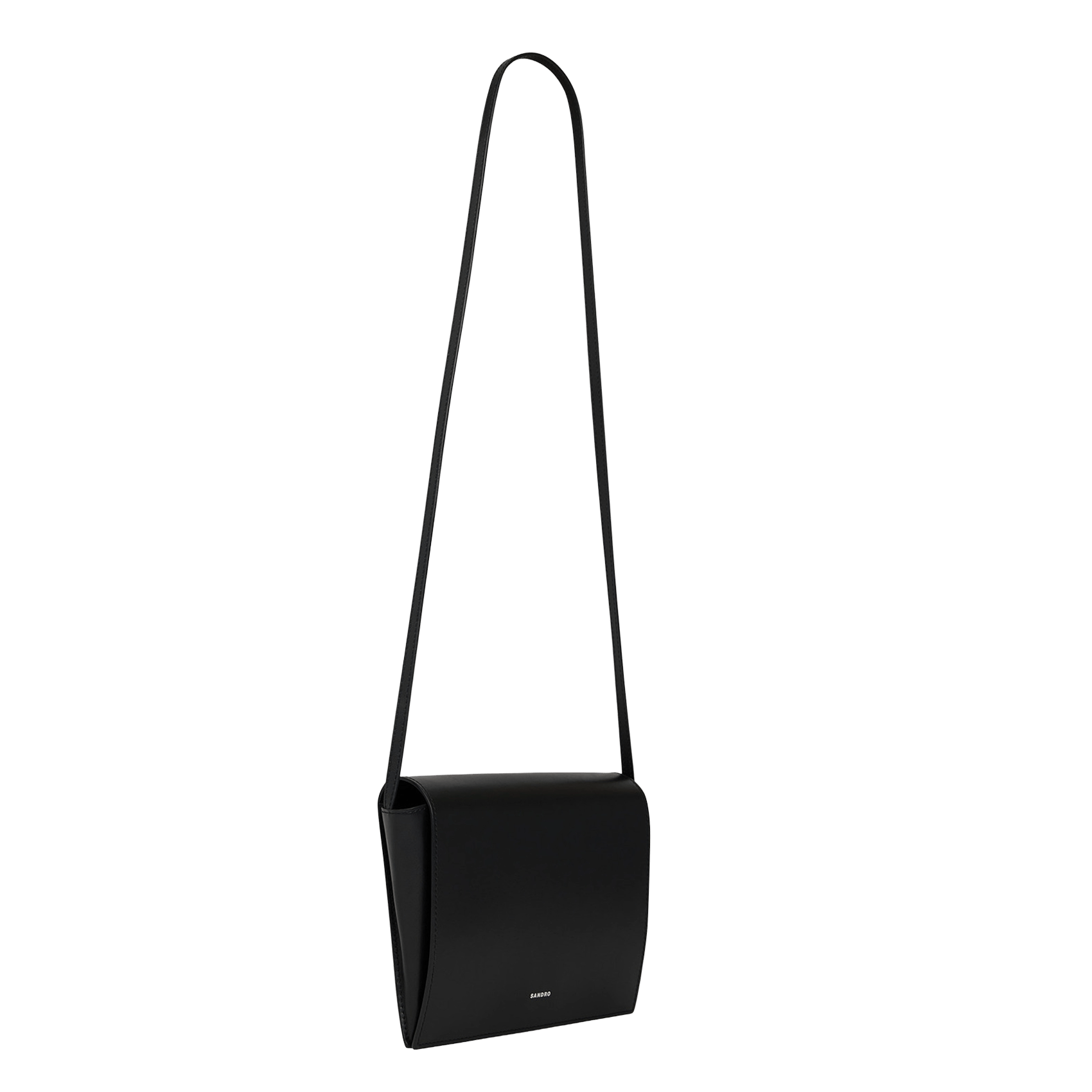 Sac bandoulière à rabat en cuir SANDRO Noir