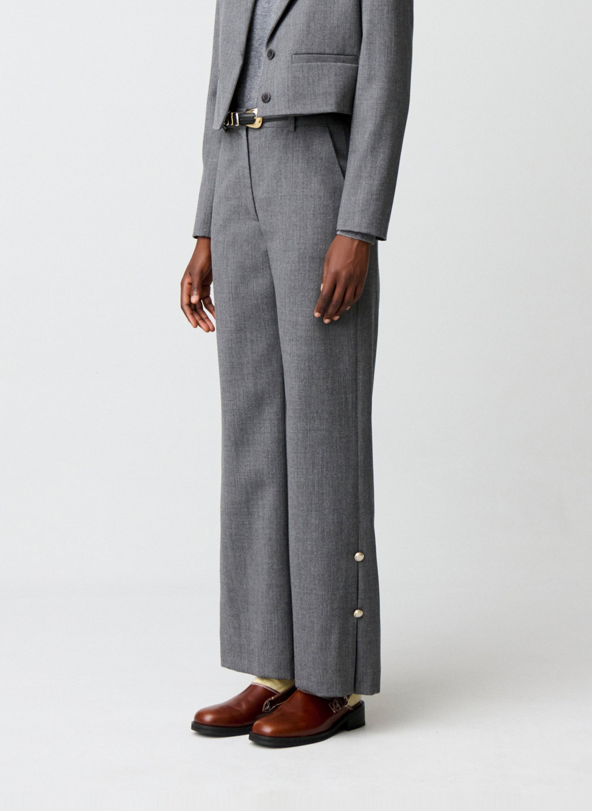 Pantalon évasé en laine CLAUDIE PIERLOT Gris
