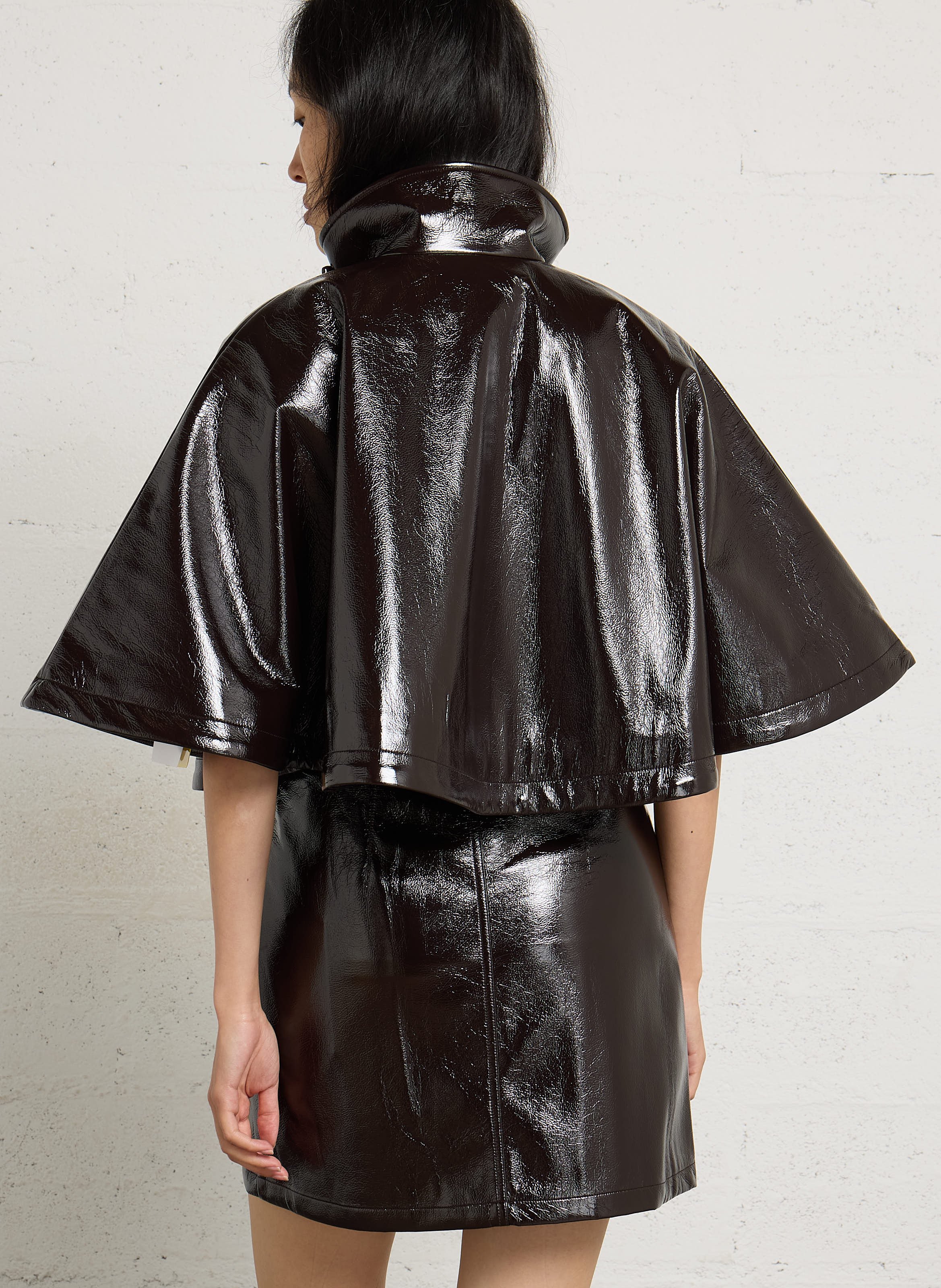 Capejacke mit Stehkragen in Lackleder BERENICE Braun