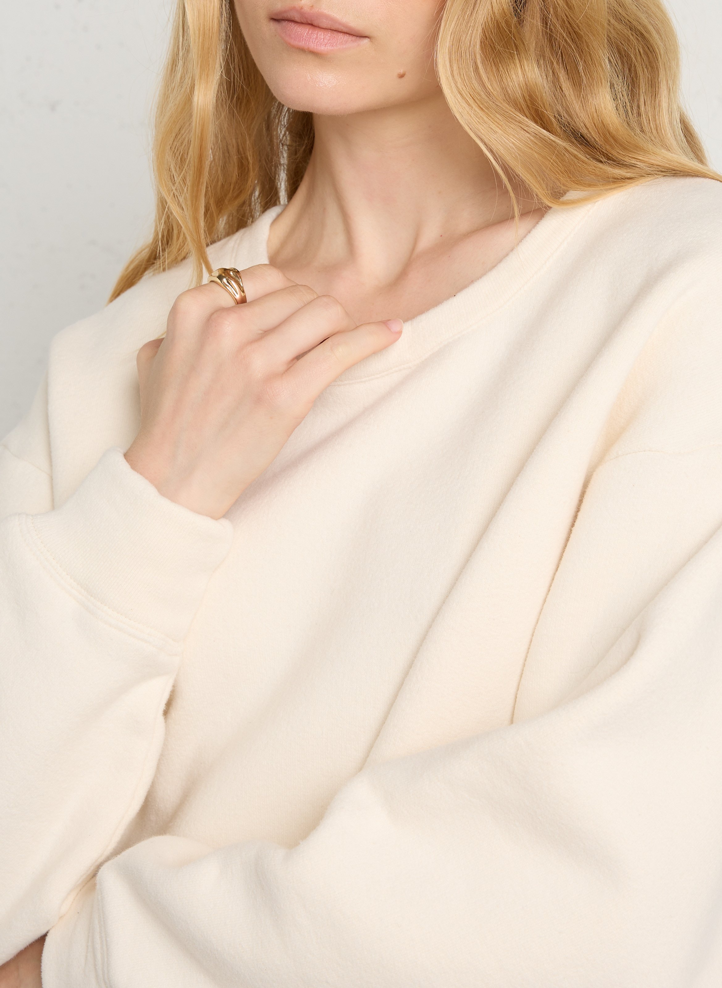 Gerade geschnittenes Sweatshirt aus Bio-Baumwoll-Mix AMERICAN VINTAGE Beige