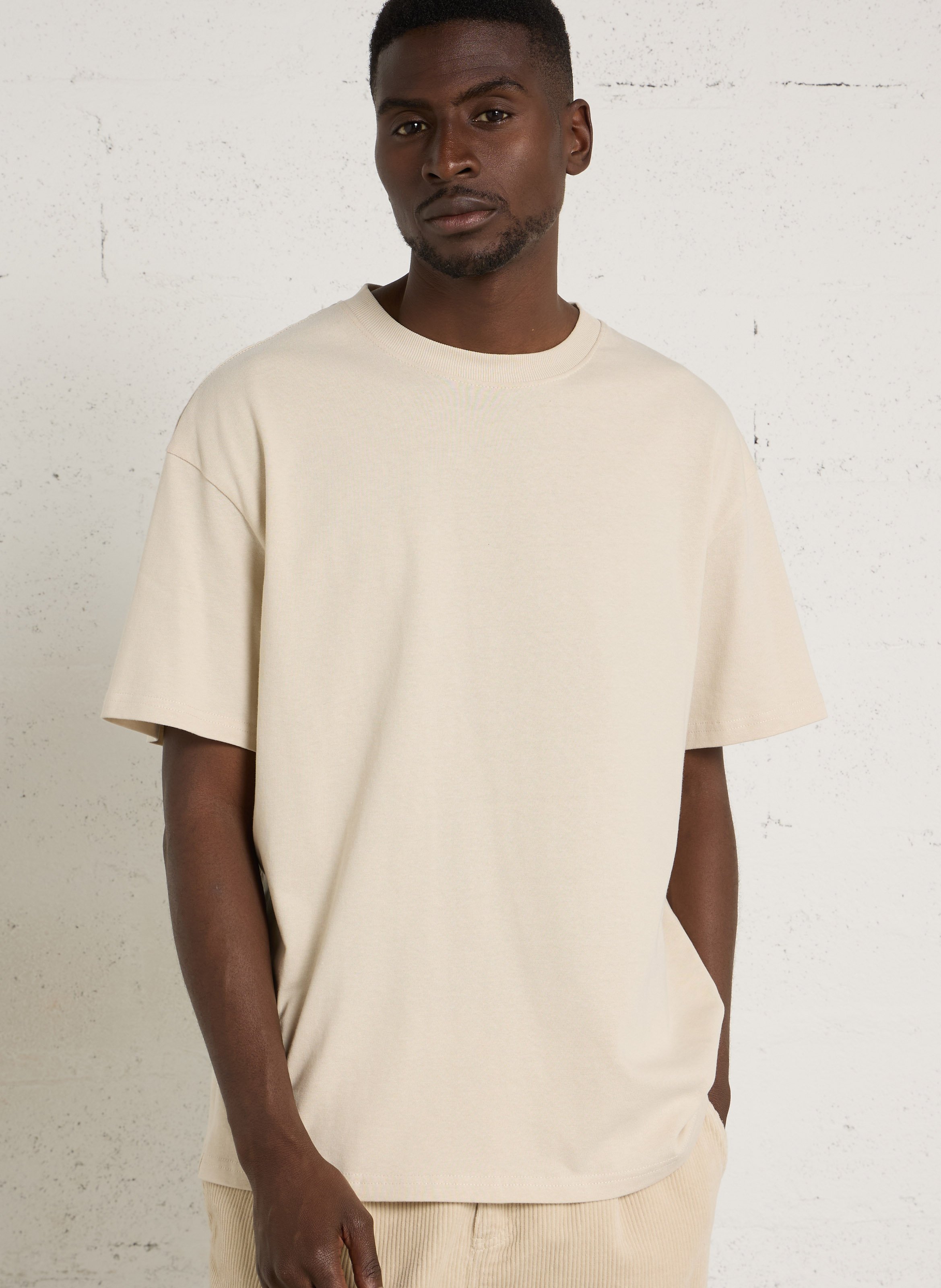 Rundhals-T-Shirt aus Baumwolle SOLID Beige